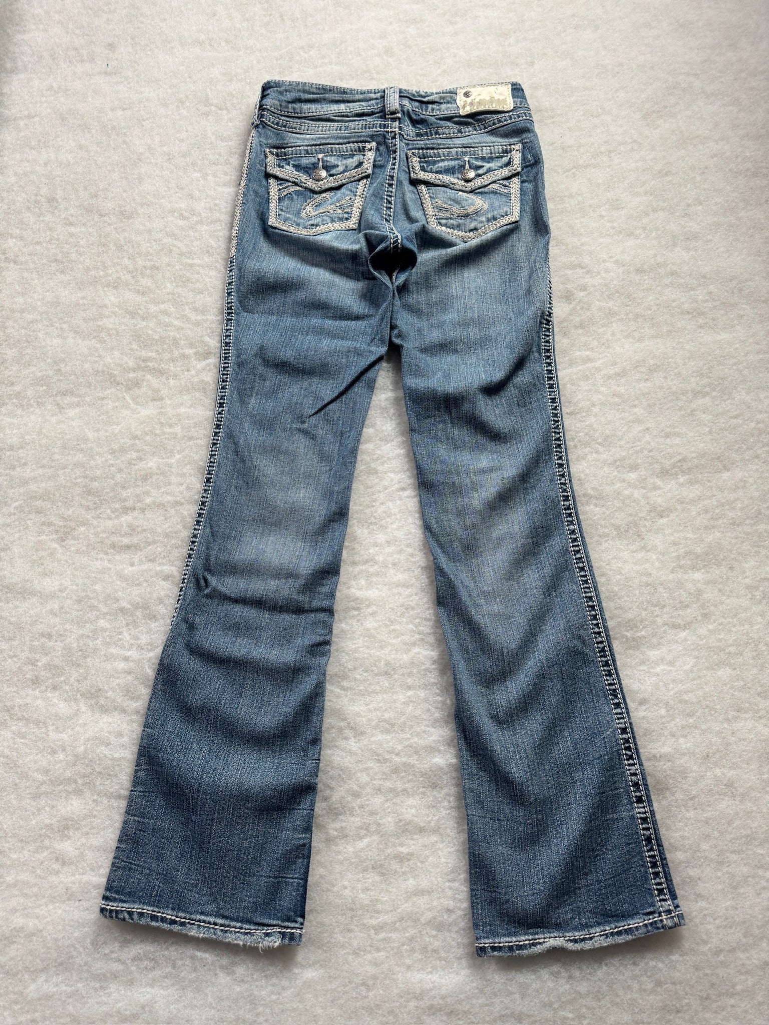 Silver Boot Cut Low Waist Jeans