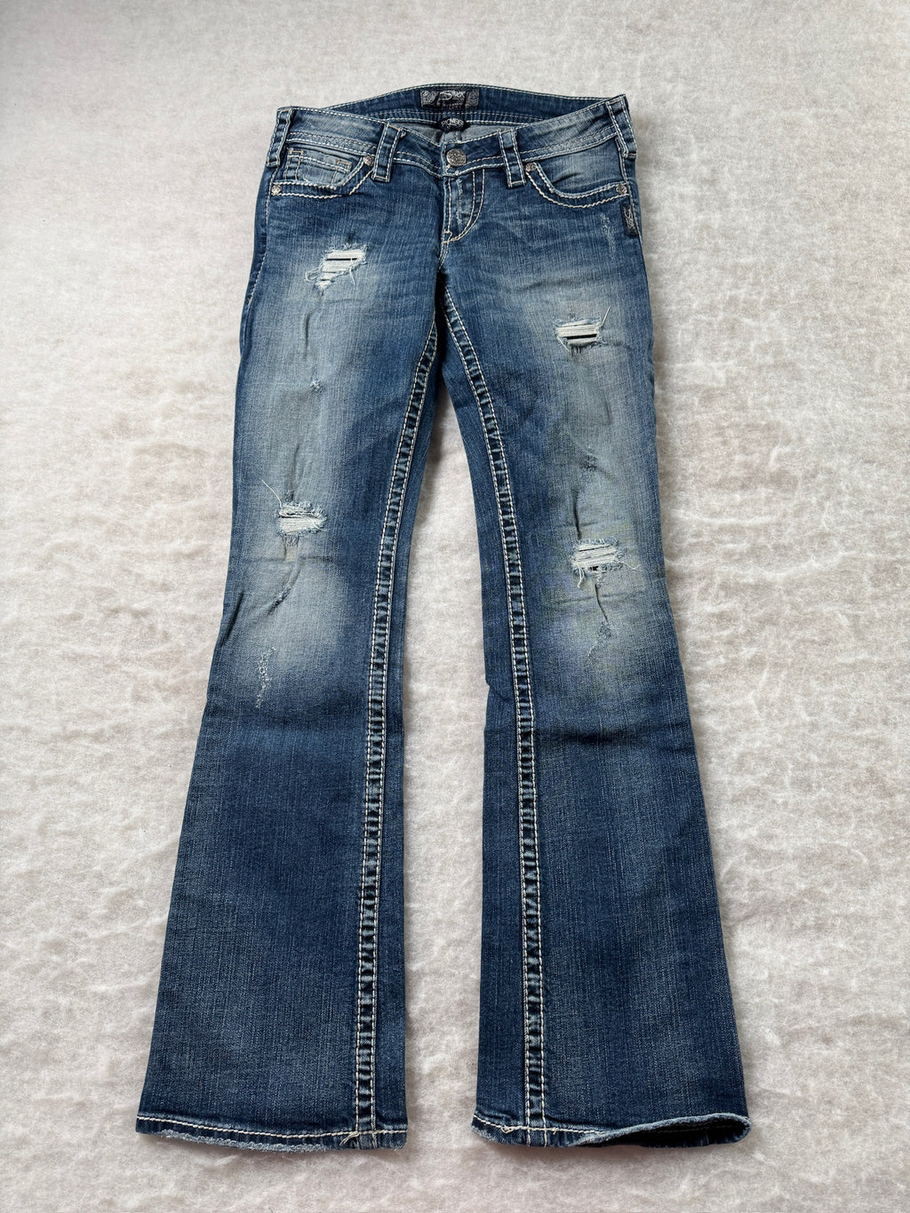 Silver Boot Cut Low Waist Jeans