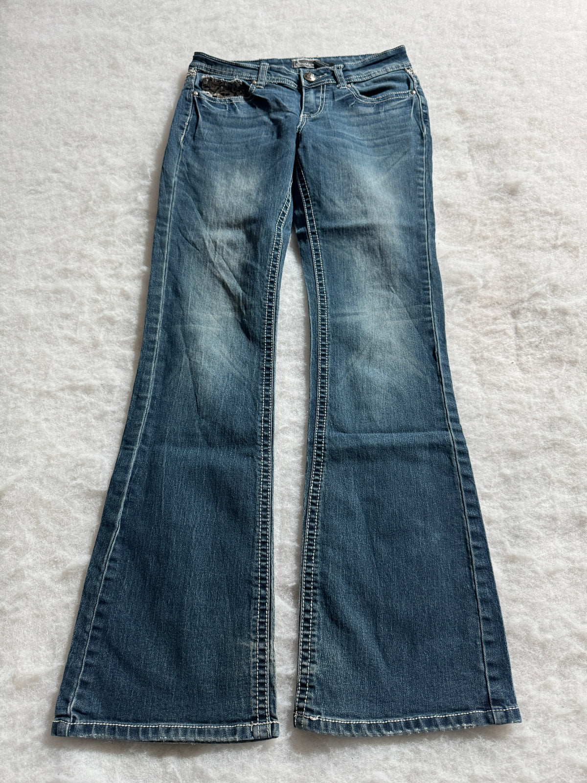 Boot Cut Low Waist Jeans Blau, Foto 1 von 4
