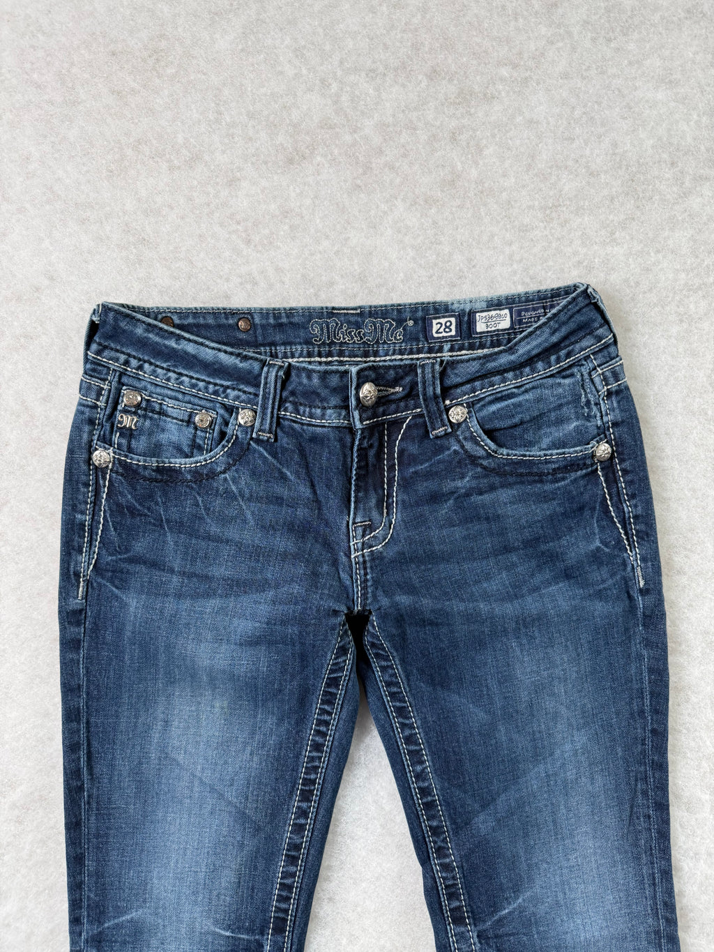 Miss Me Boot Cut Low Waist Jeans 28