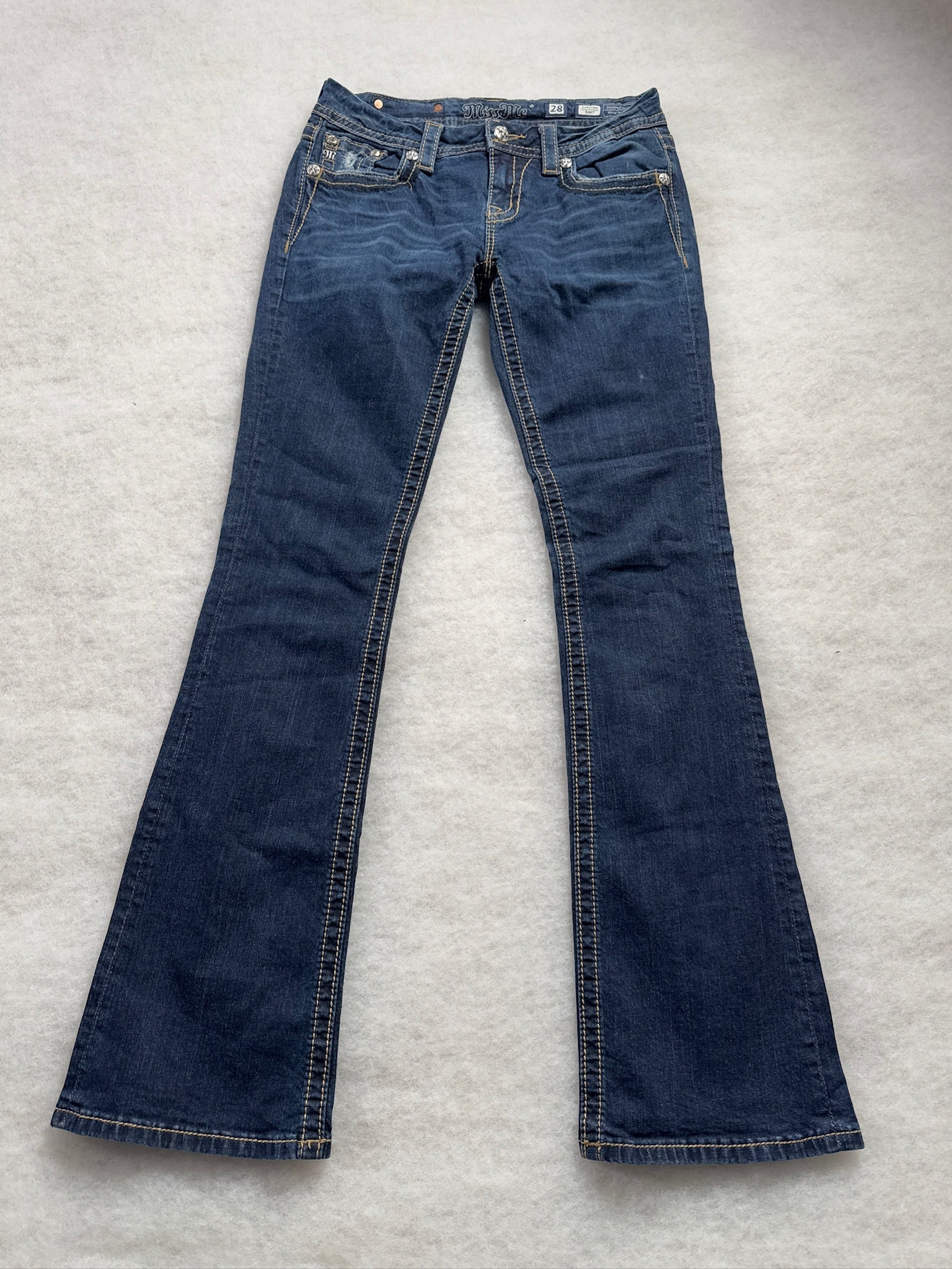 Miss Me Boot Cut Low Waist Jeans 28