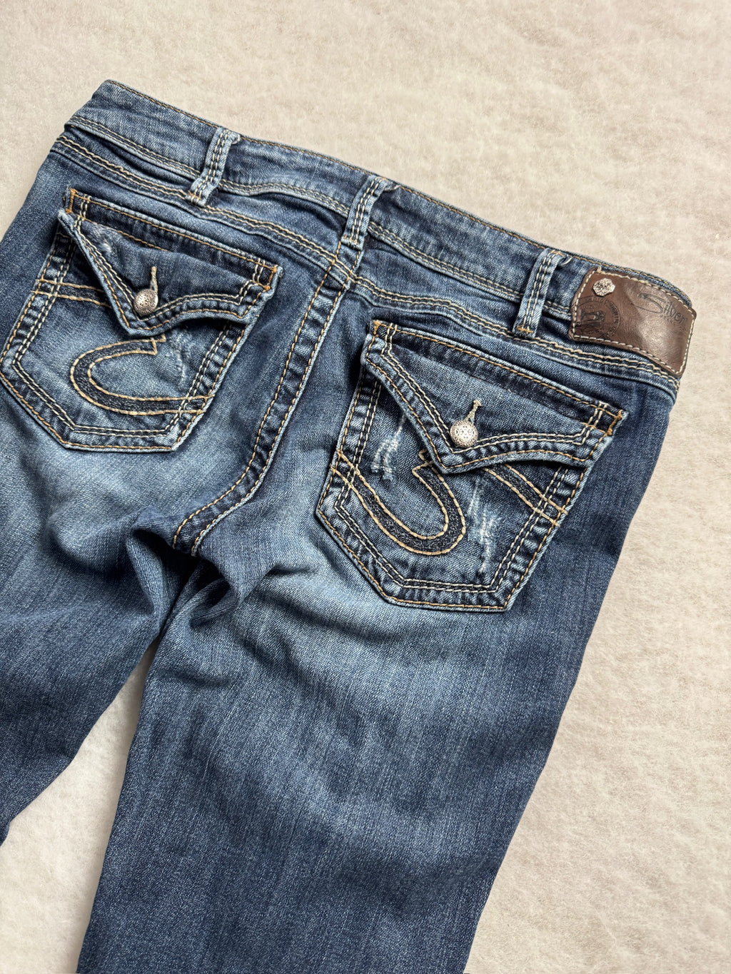 Silver Boot Cut Low Waist Jeans