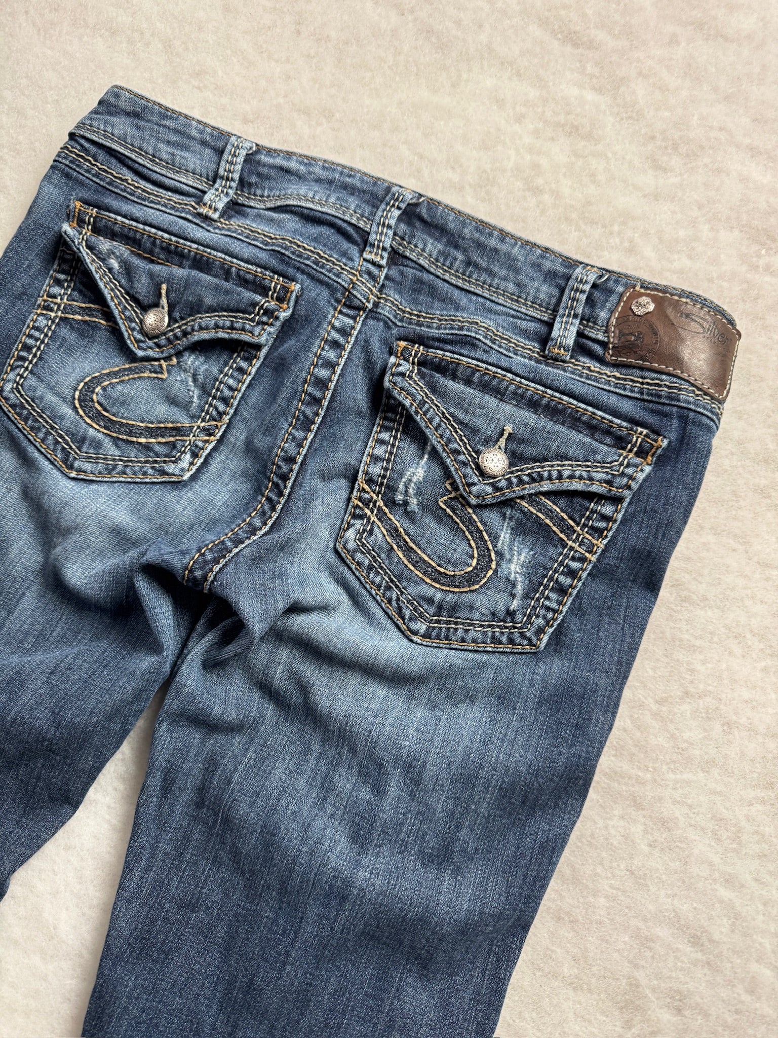 Silver Boot Cut Low Waist Jeans