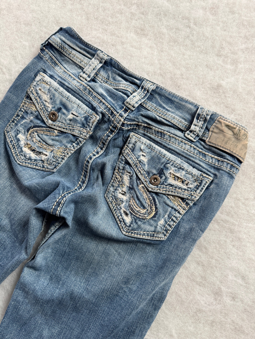 Silver Boot Cut Low Waist Jeans