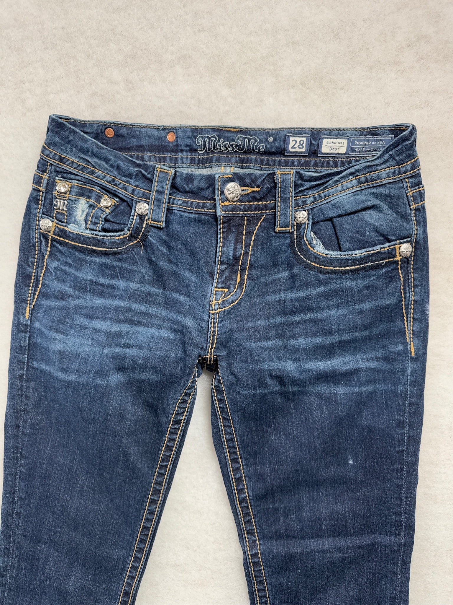 Miss Me Boot Cut Low Waist Jeans 28