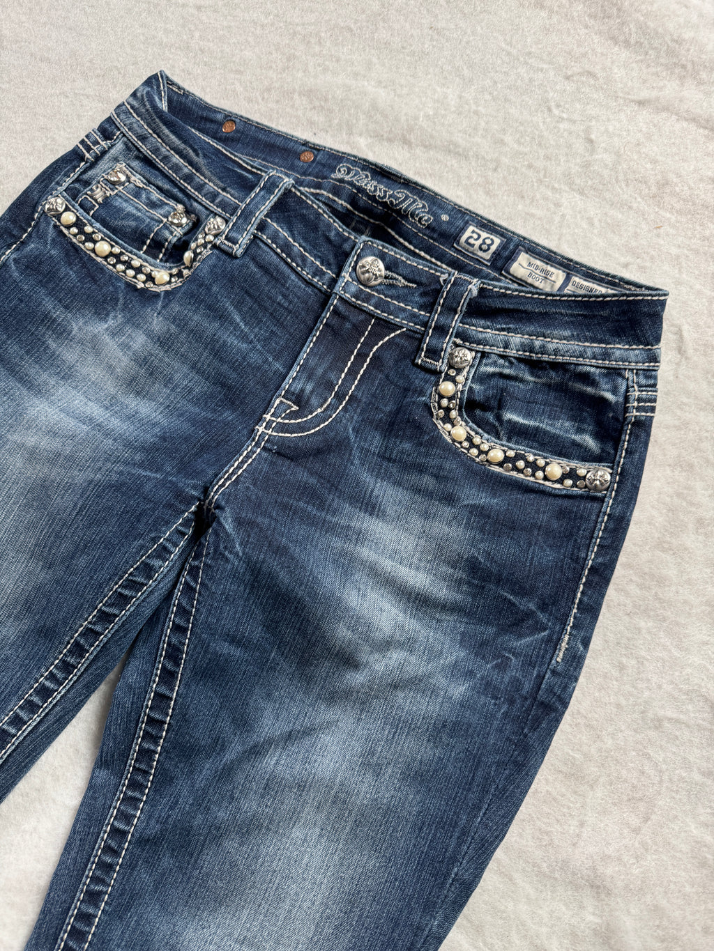 Miss Me Boot Cut Low Waist Jeans 28