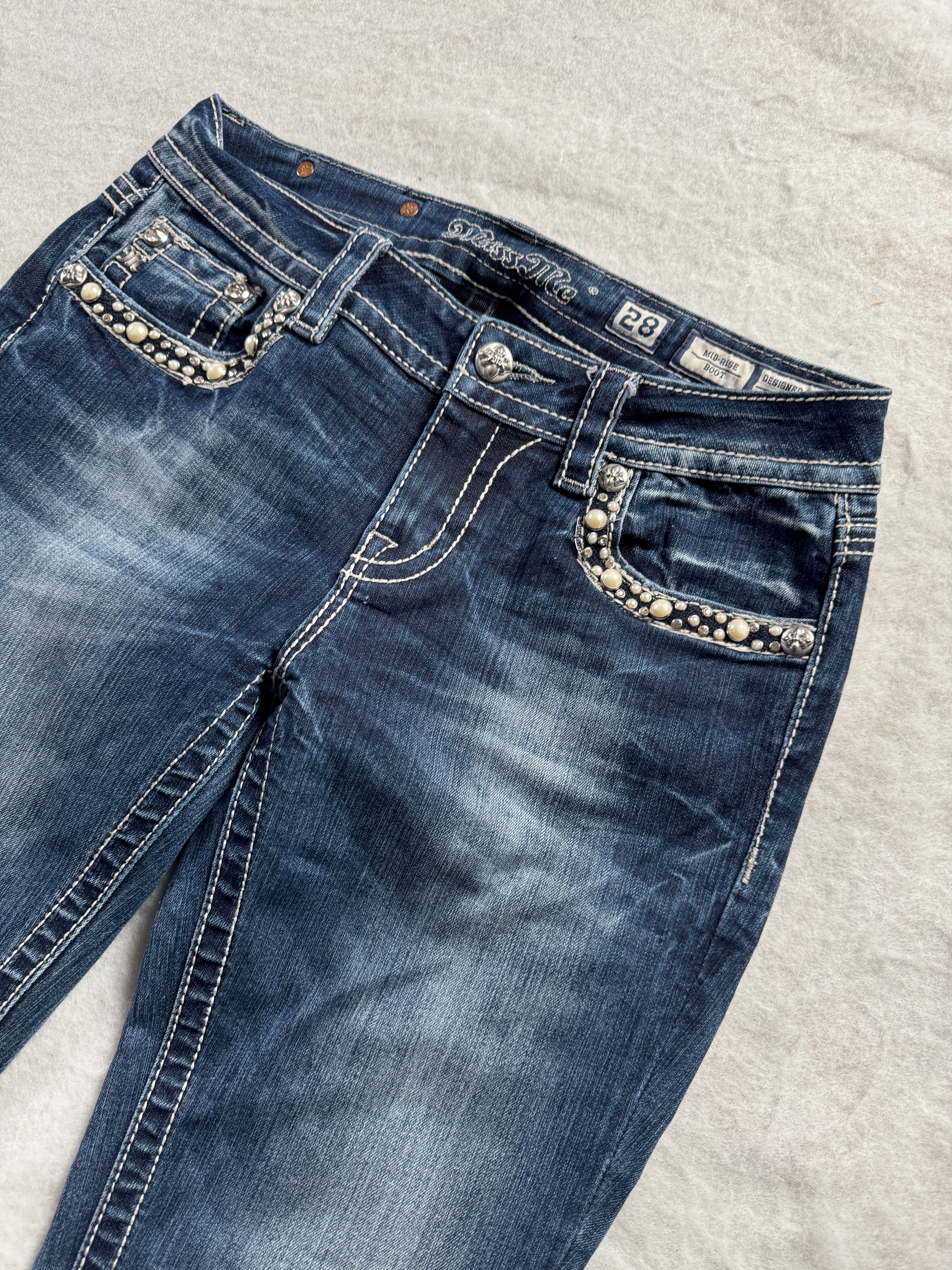 Miss Me Boot Cut Low Waist Jeans 28