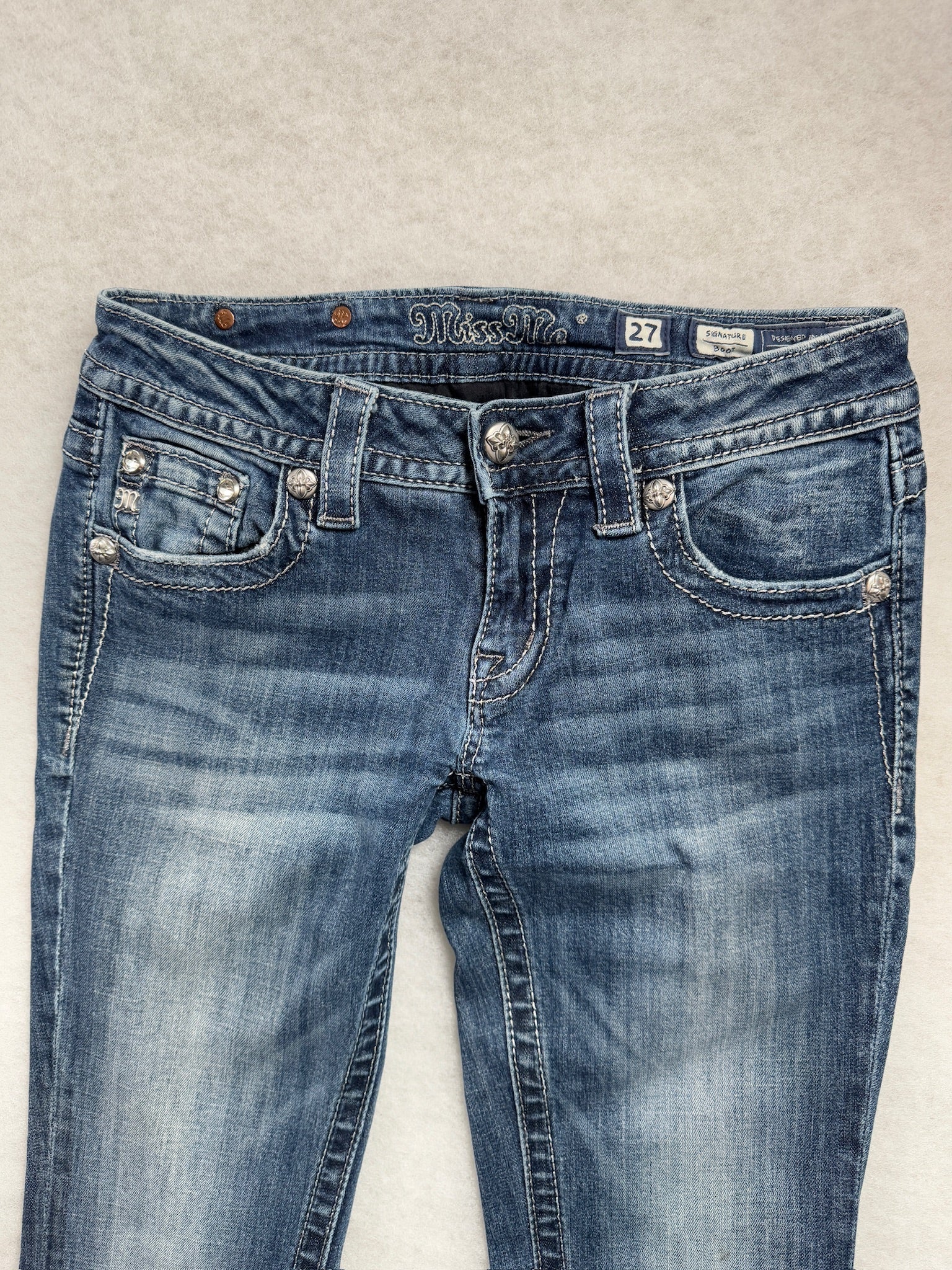 Miss Me Boot Cut Low Waist Jeans 27