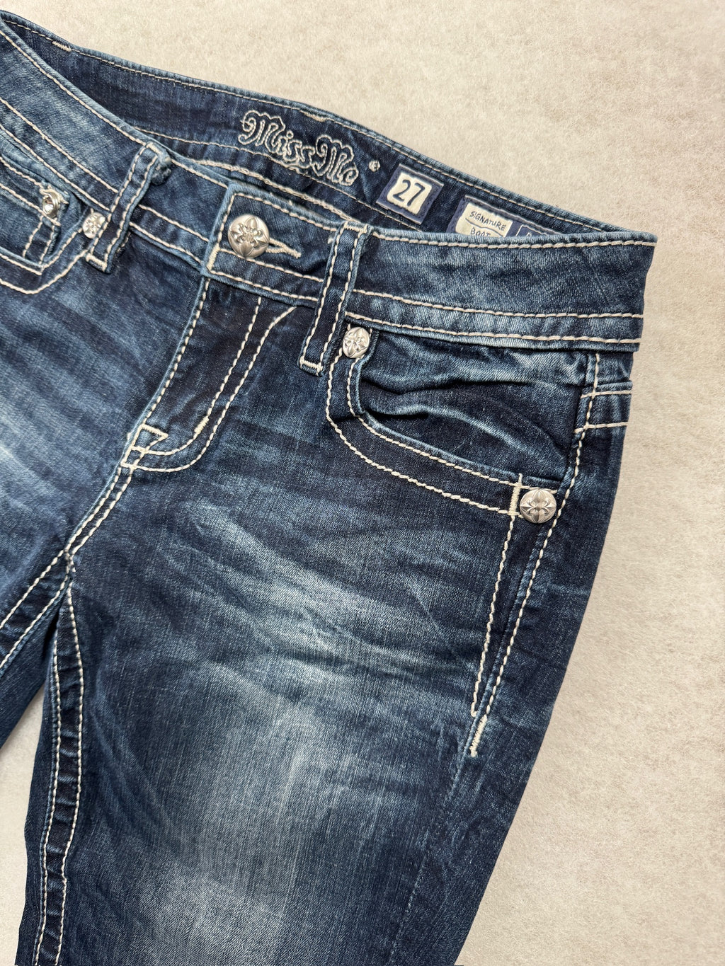 Miss Me Boot Cut Low Waist Jeans 27