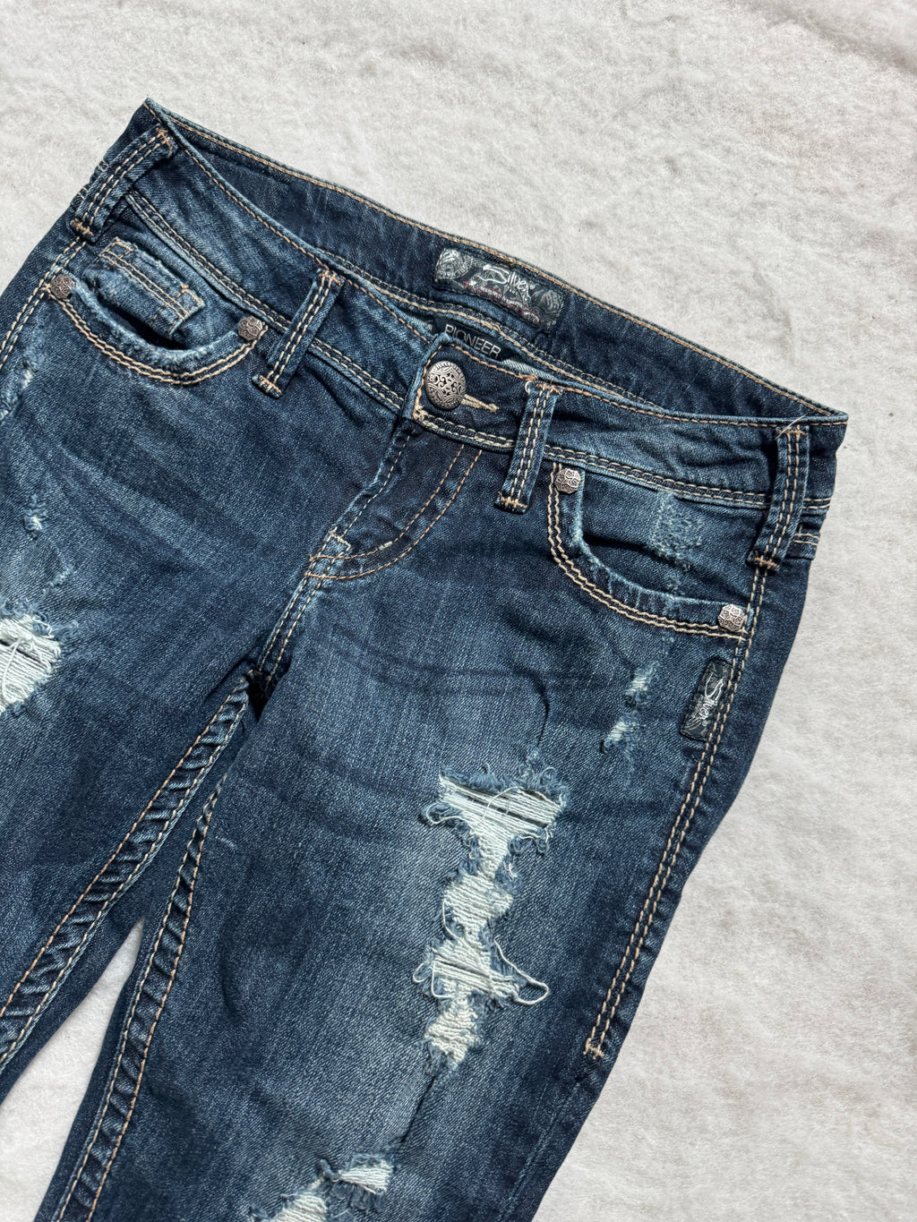 Silver Boot Cut Low Waist Jeans