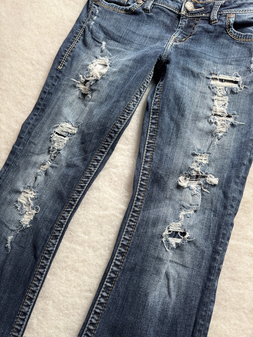 Silver Boot Cut Low Waist Jeans