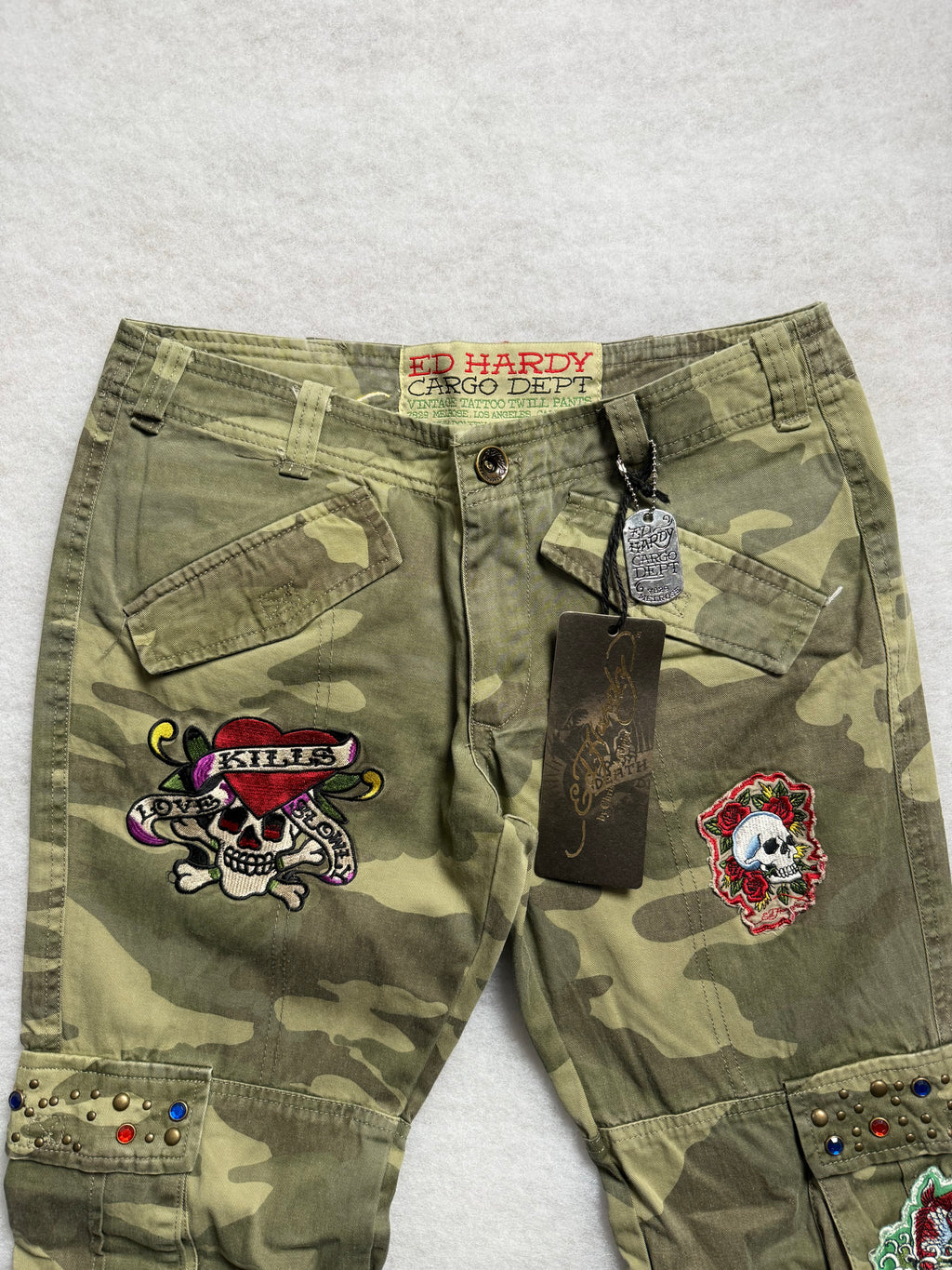 Ed Hardy Boot Cut Cargo Camo Pants 27