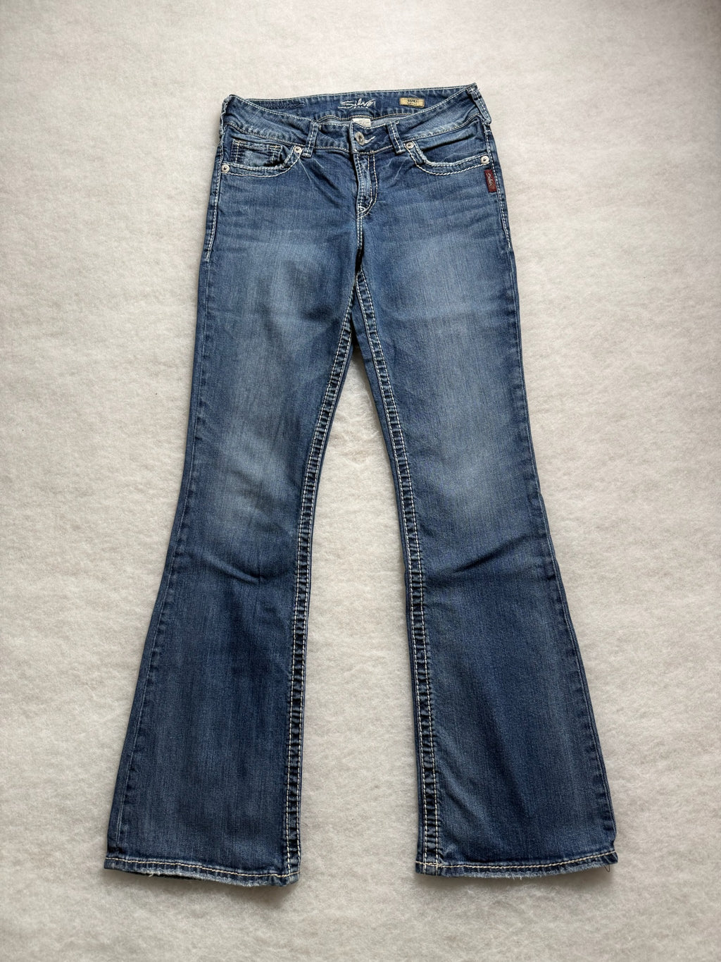 Silver Boot Cut Low Waist Jeans