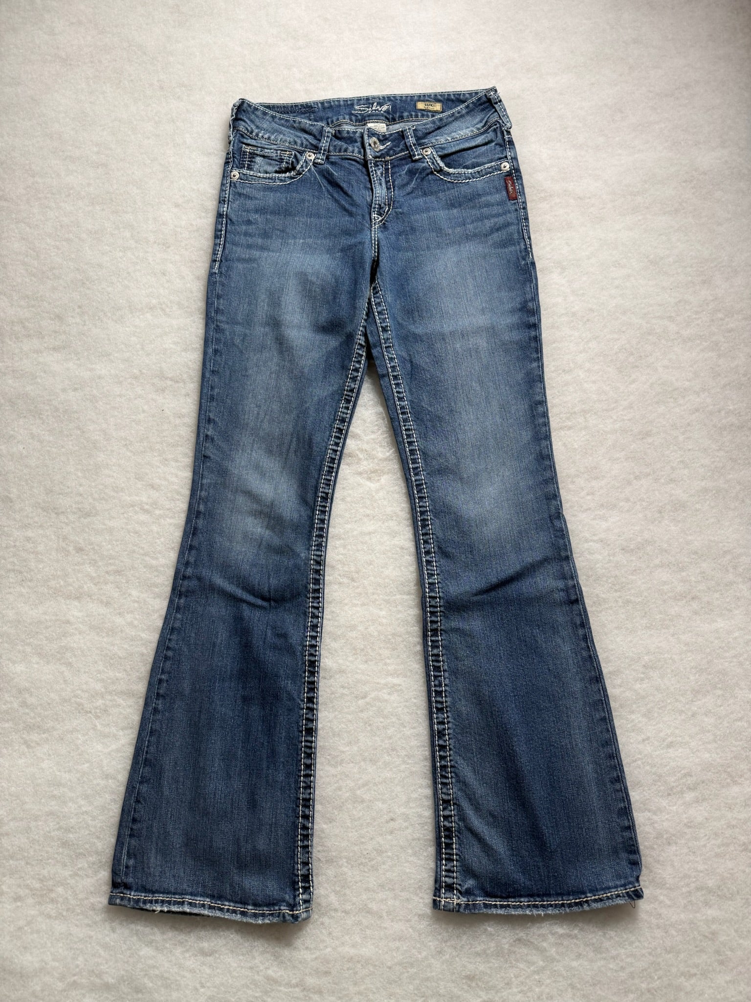 Silver Boot Cut Low Waist Jeans