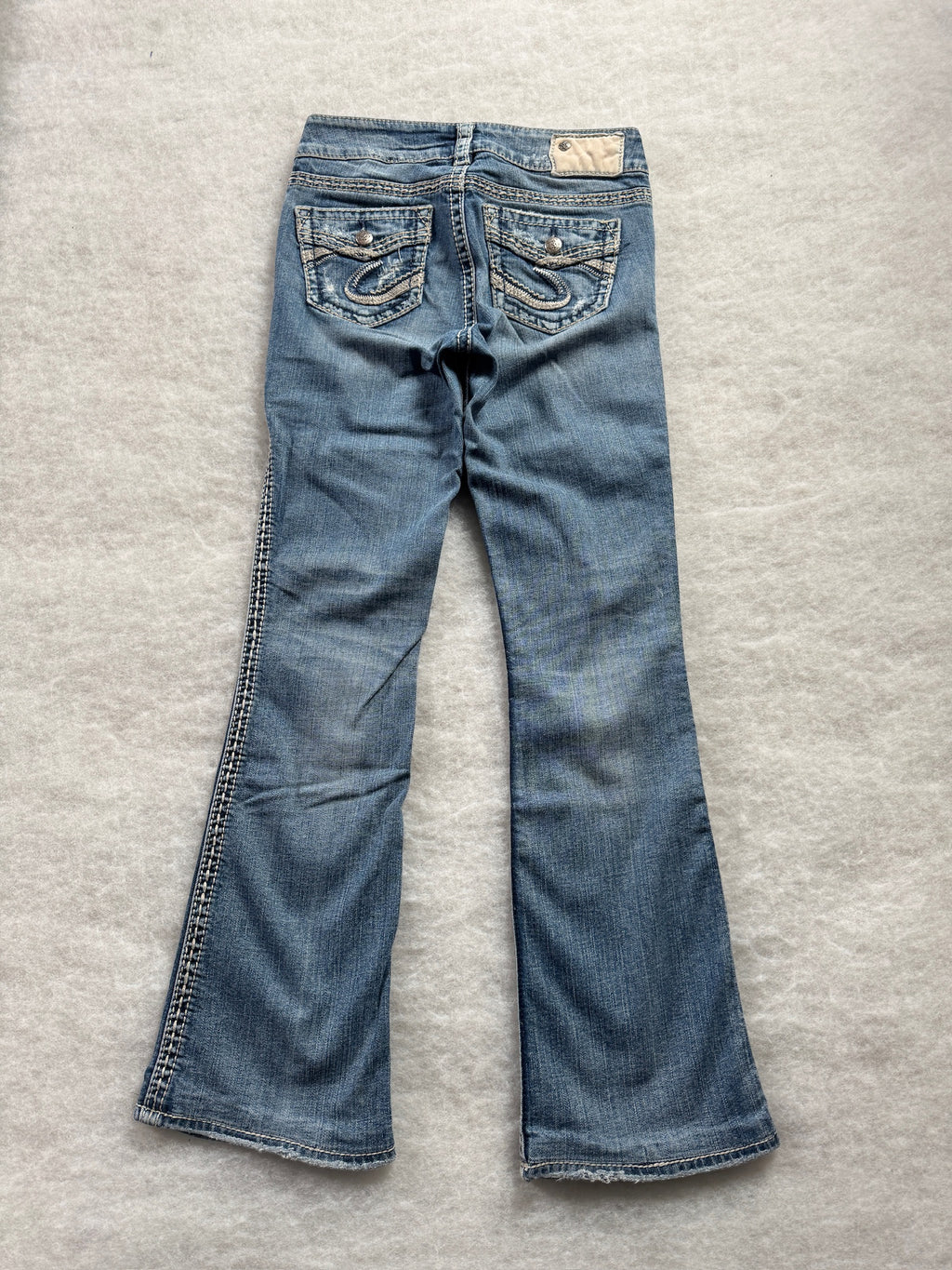 Silver Boot Cut Low Waist Jeans