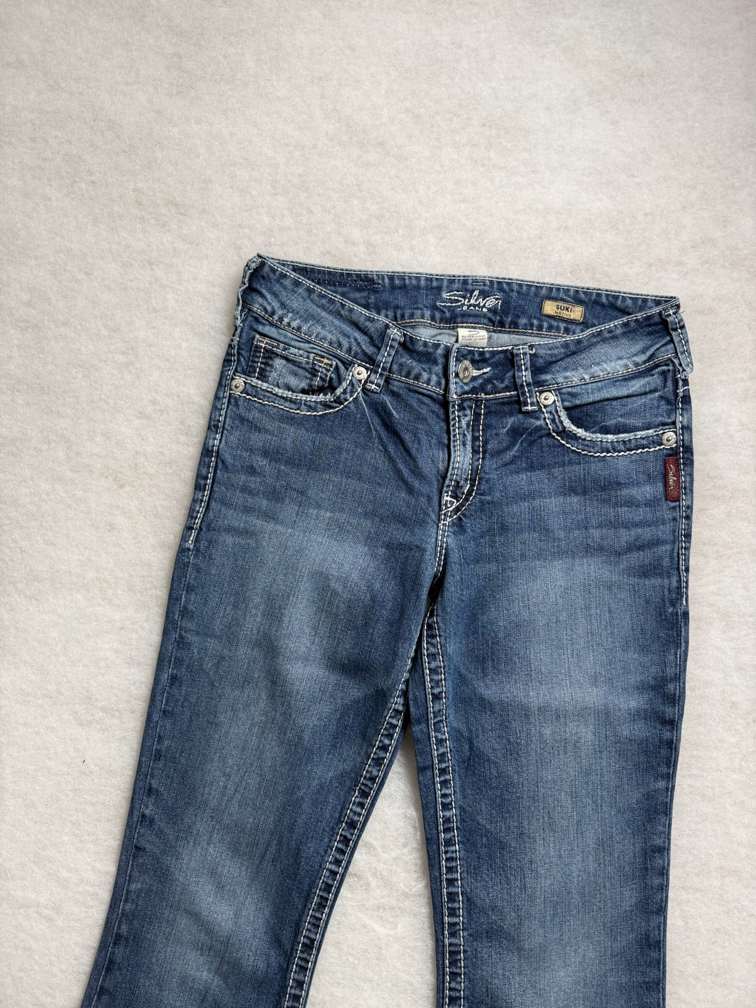 Silver Boot Cut Low Waist Jeans