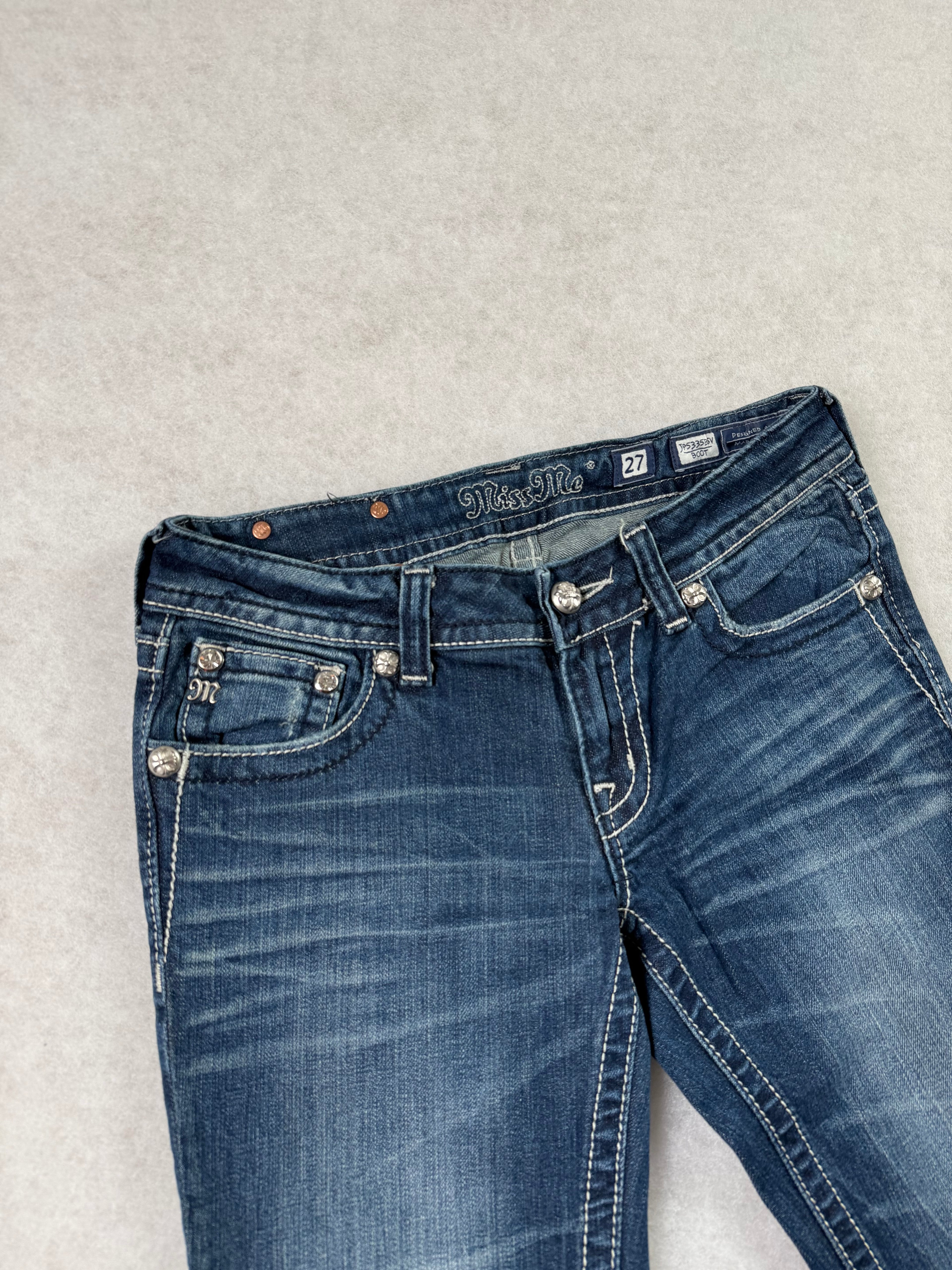 Miss Me Boot Cut Low Waist Jeans 27