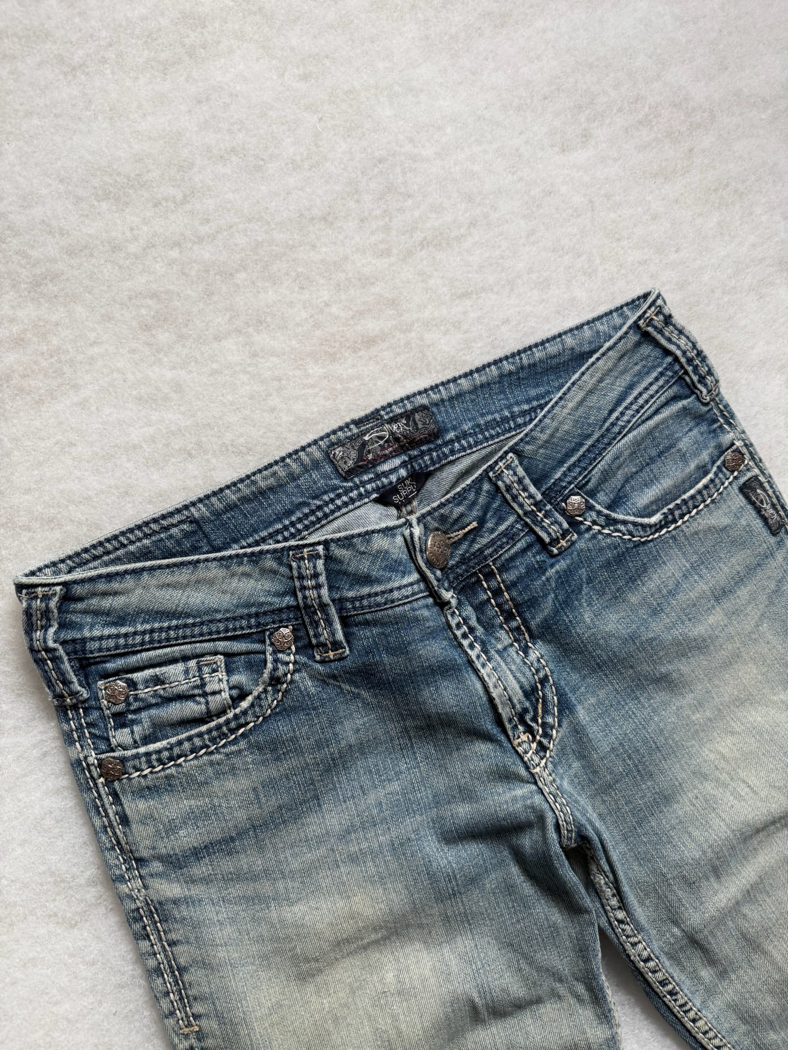 Silver Boot Cut Low Waist Jeans