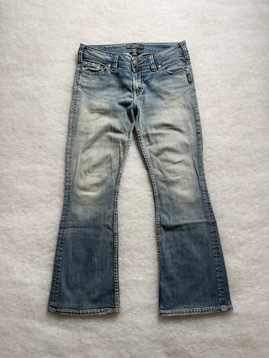 Silver Boot Cut Low Waist Jeans