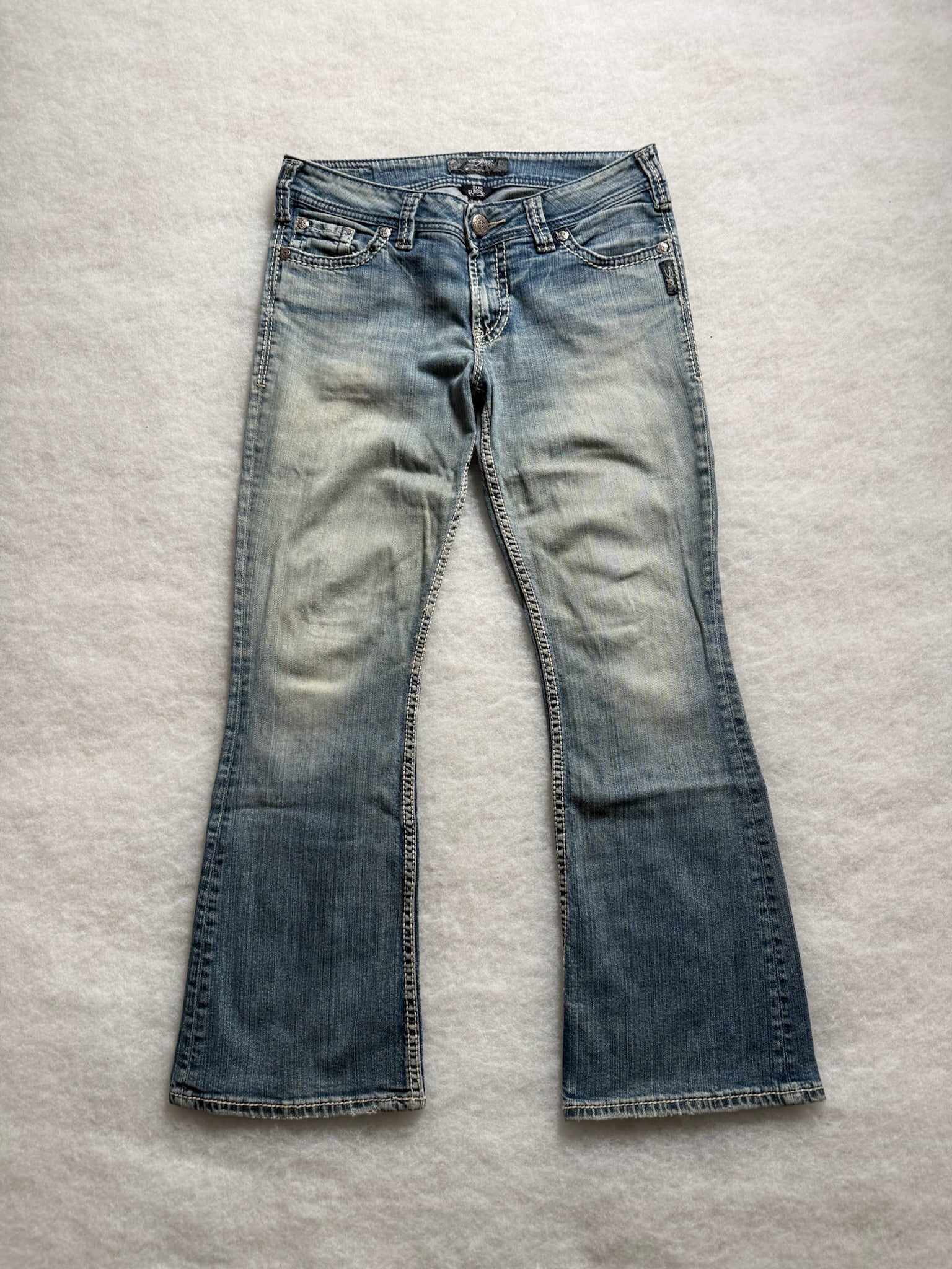 Silver Boot Cut Low Waist Jeans