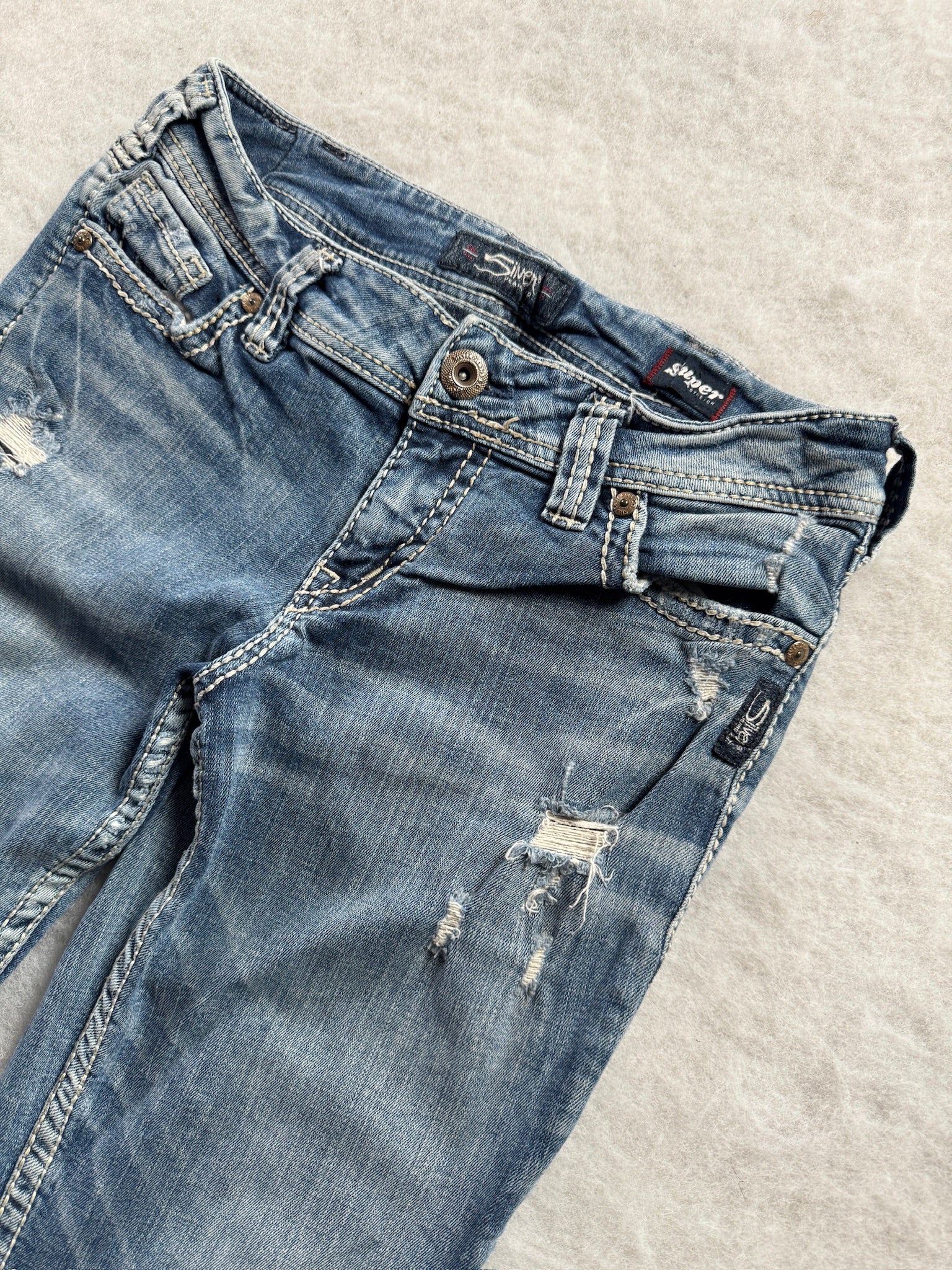 Silver Boot Cut Low Waist Jeans