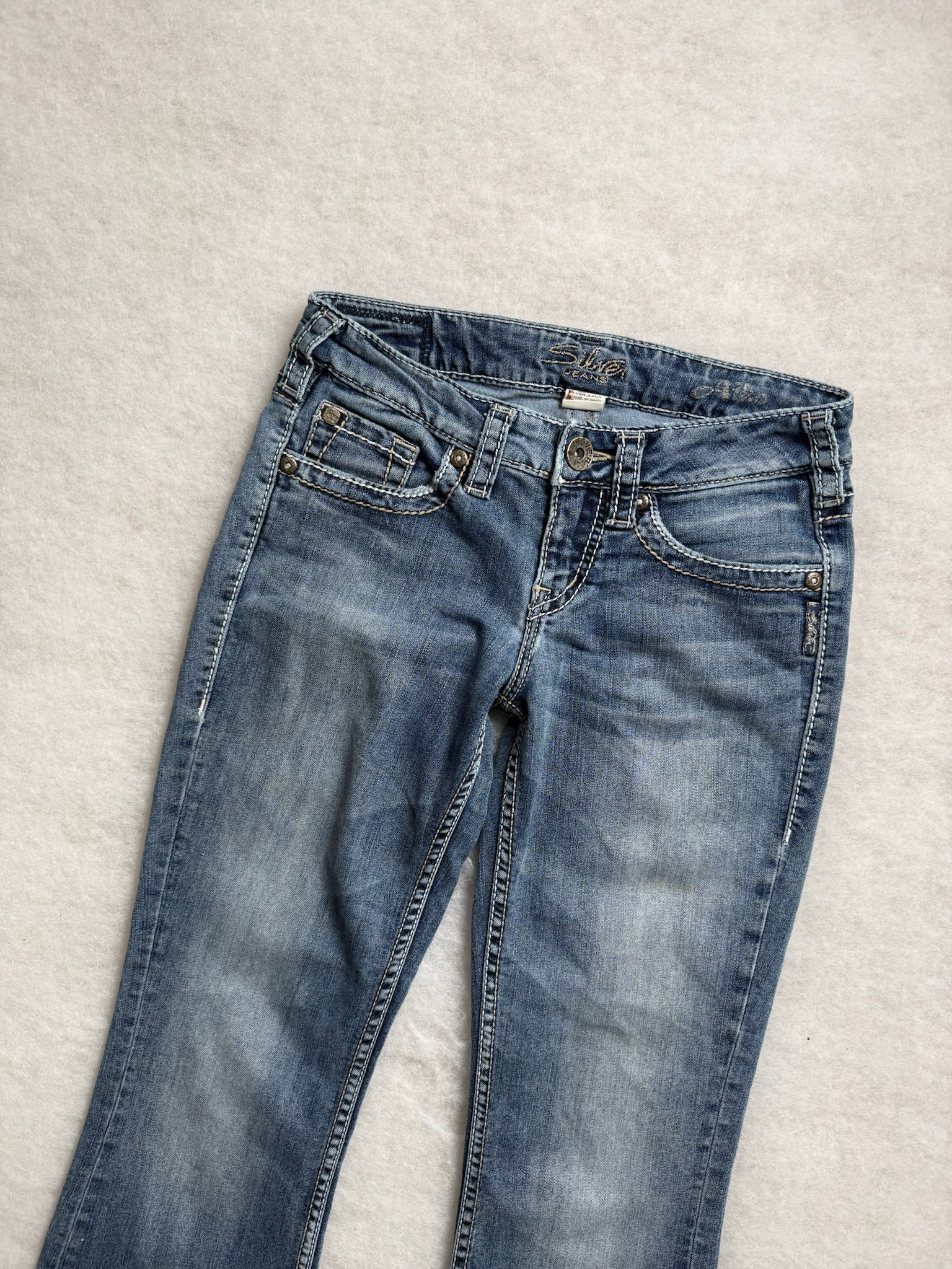 Silver Boot Cut Low Waist Jeans 25