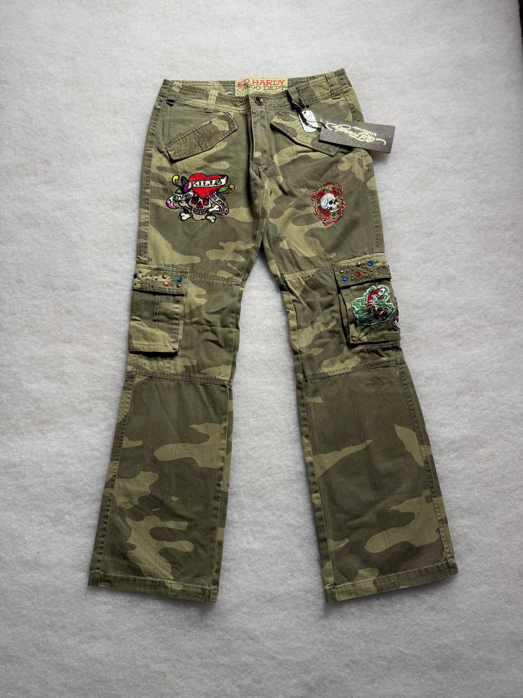 Ed Hardy Boot Cut Cargo Camo Pants 27