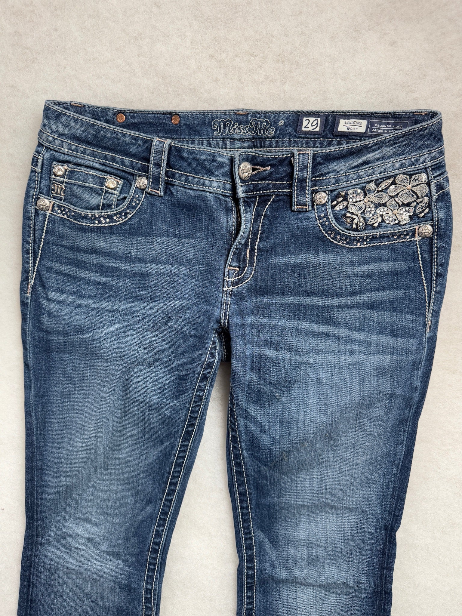 Miss Me Boot Cut Low Waist Jeans 29