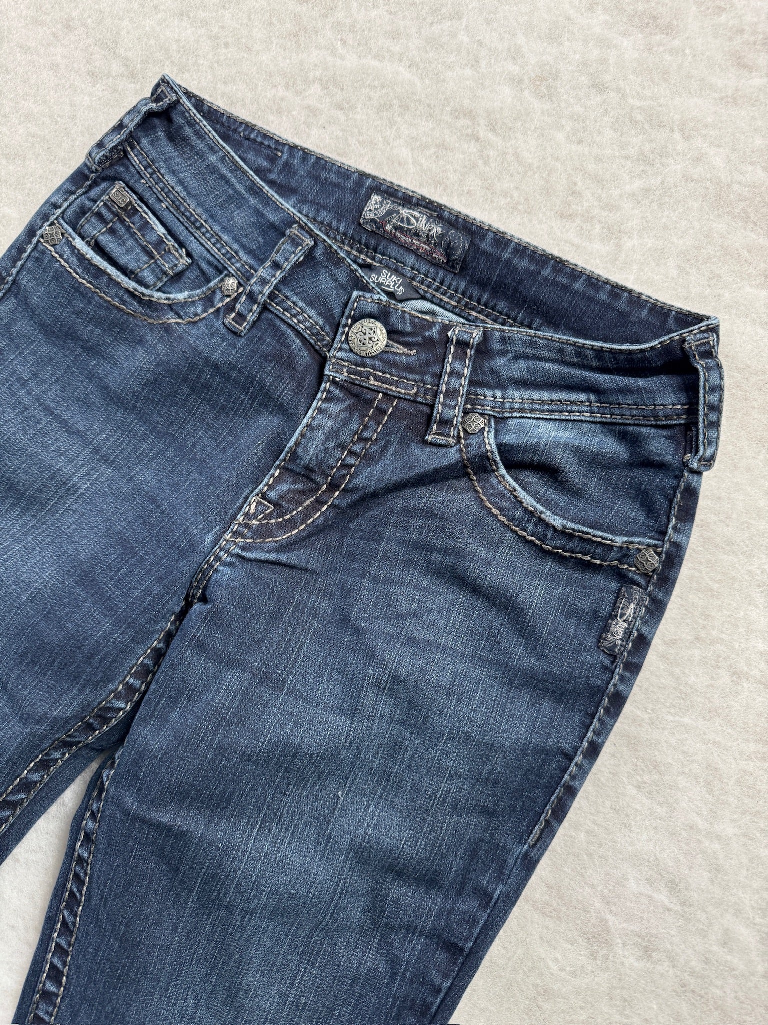 Silver Boot Cut Low Waist Jeans