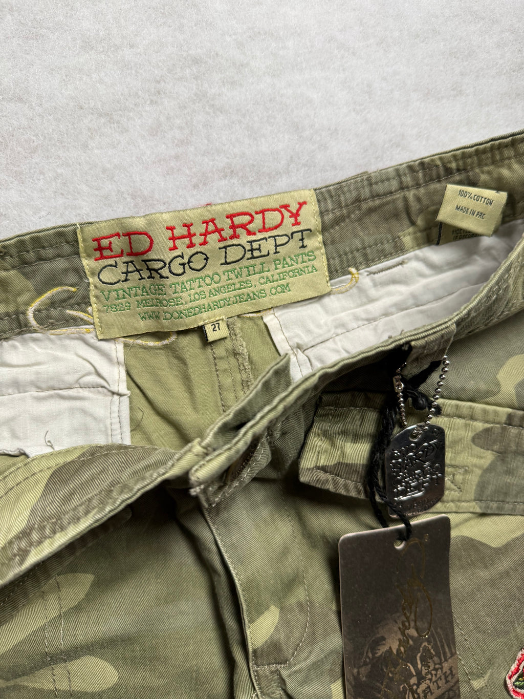Ed Hardy Boot Cut Cargo Camo Pants 27