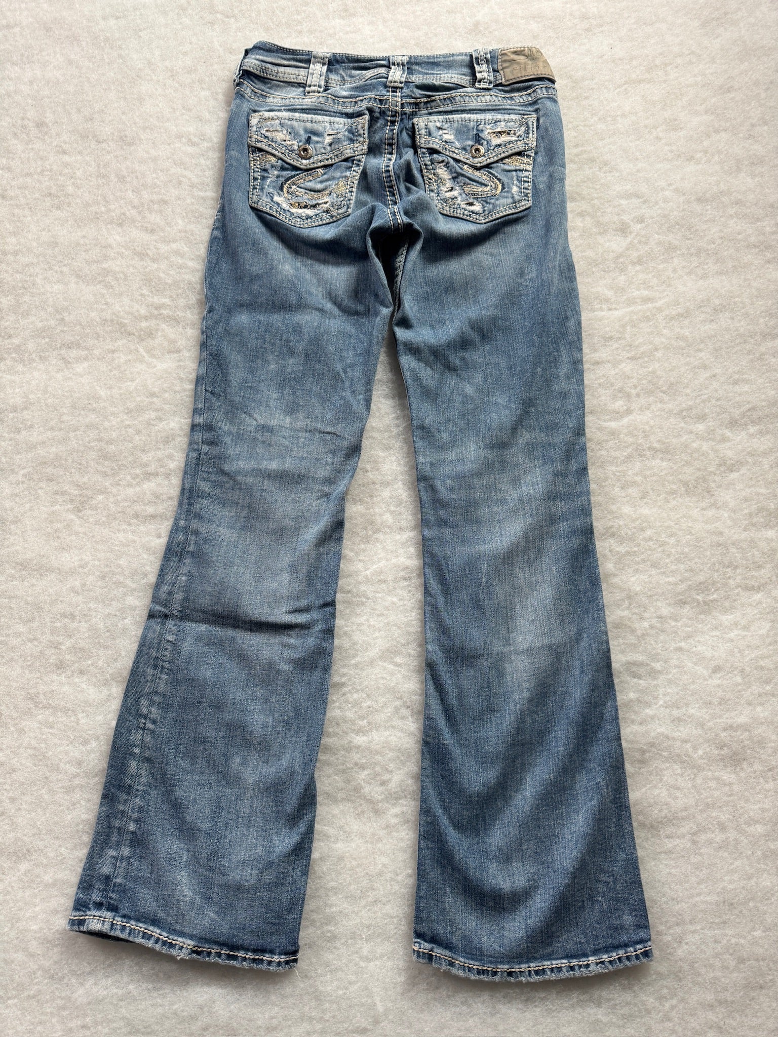 Silver Boot Cut Low Waist Jeans
