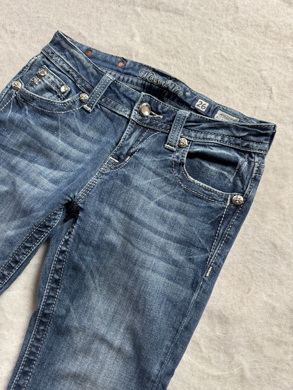 Miss Me Boot Cut Low Waist Jeans 26