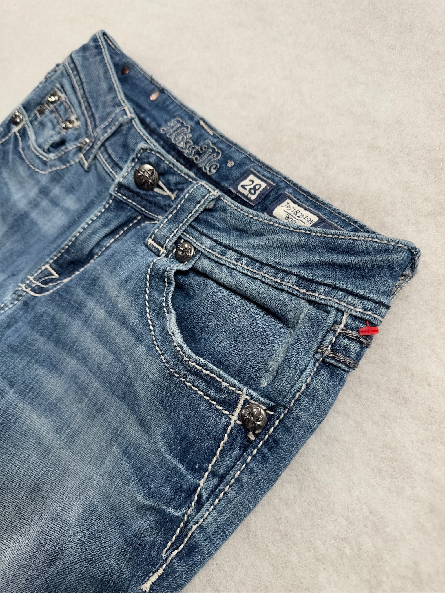 Miss Me Boot Cut Low Waist Jeans 28