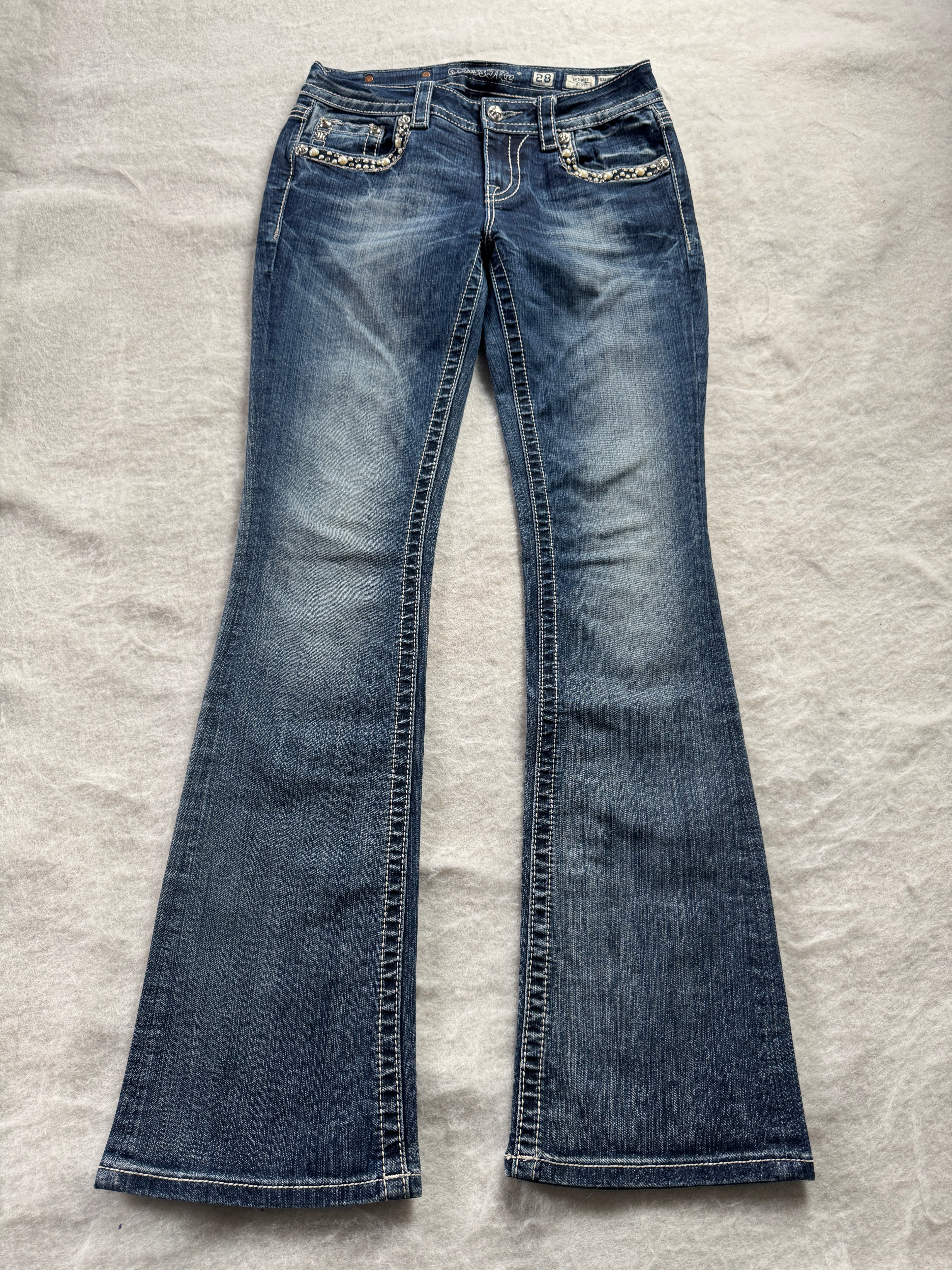 Miss Me Boot Cut Low Waist Jeans 28