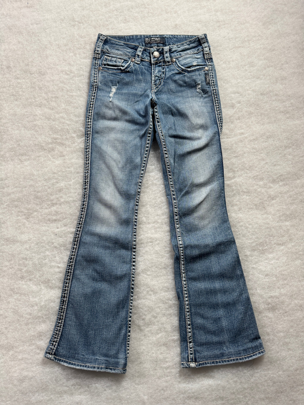 Silver Boot Cut Low Waist Jeans