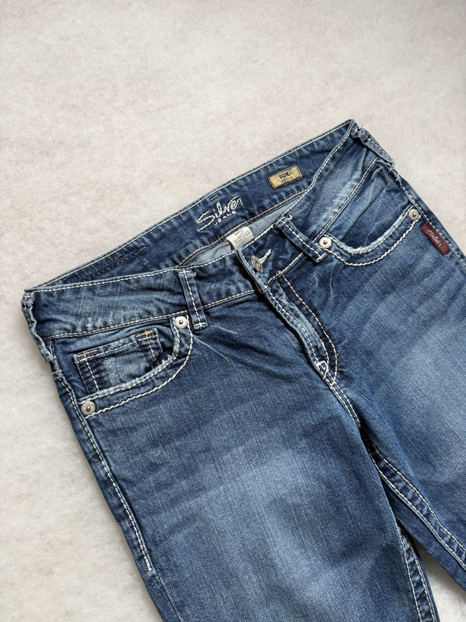 Silver Boot Cut Low Waist Jeans