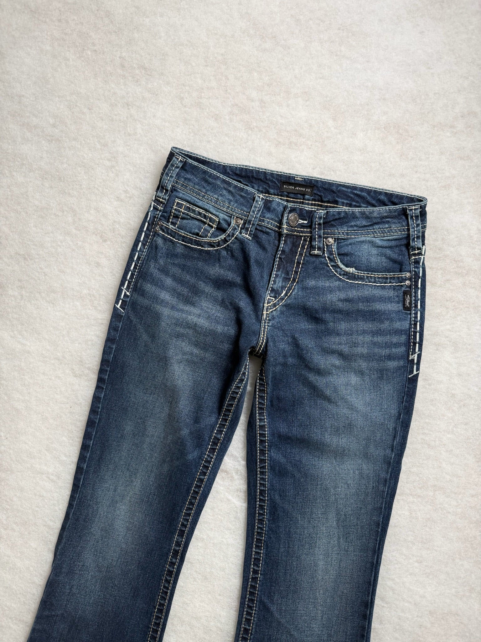 Silver Boot Cut Low Waist Jeans 28