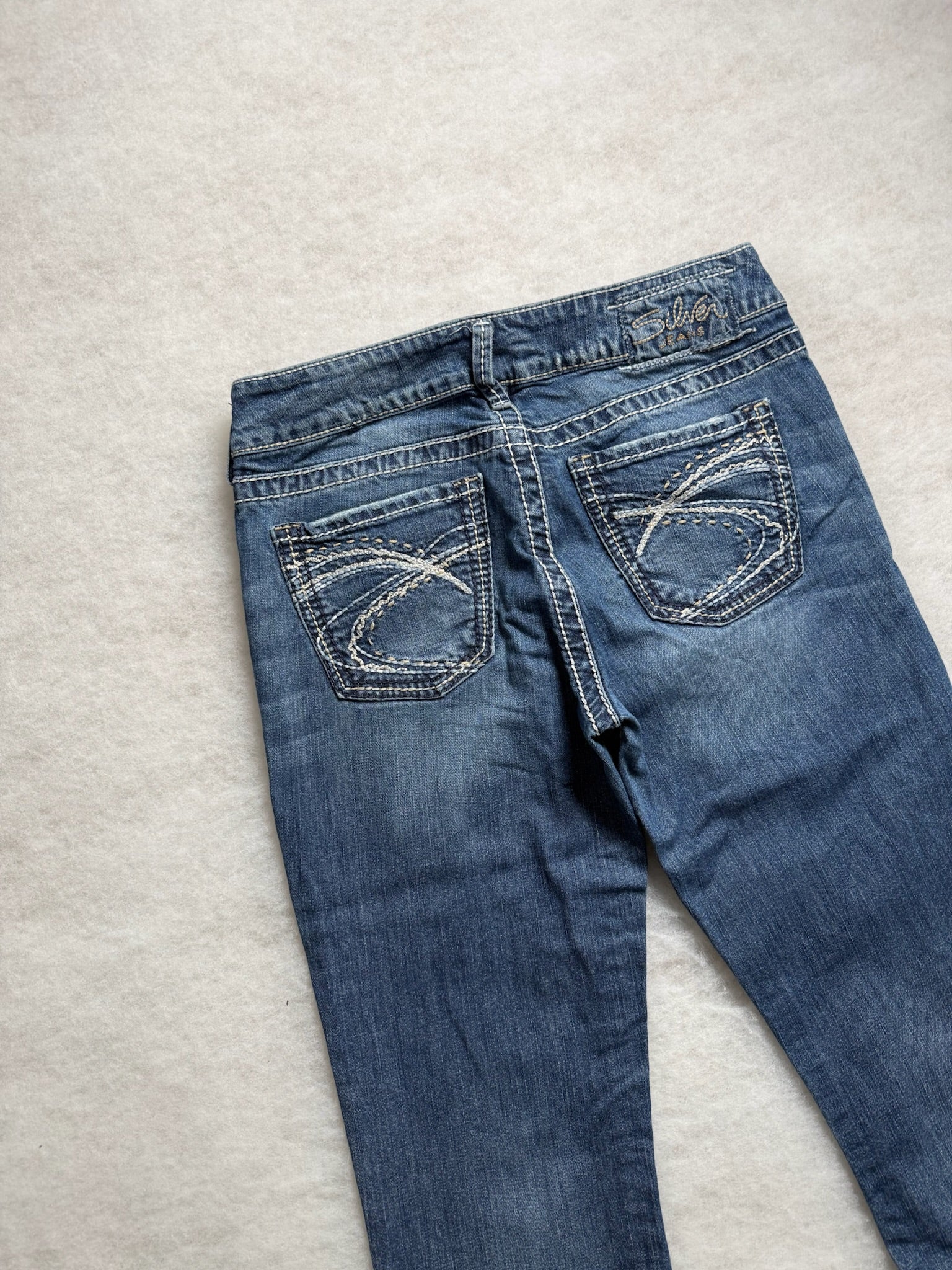 Silver Boot Cut Low Waist Jeans