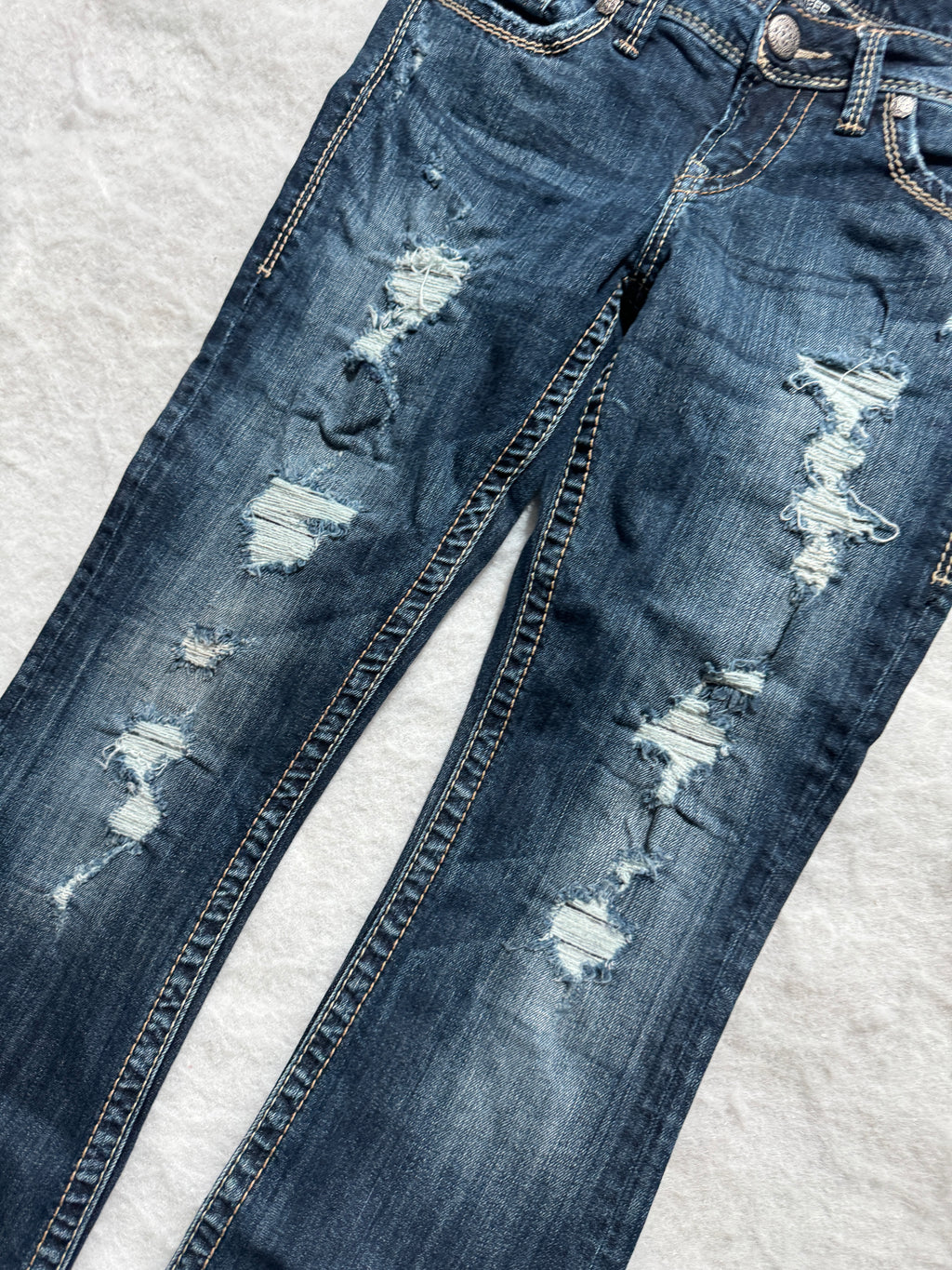 Silver Boot Cut Low Waist Jeans