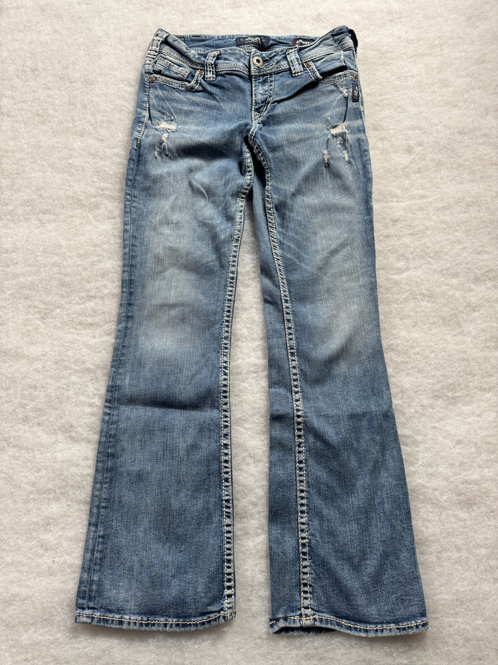 Silver Boot Cut Low Waist Jeans