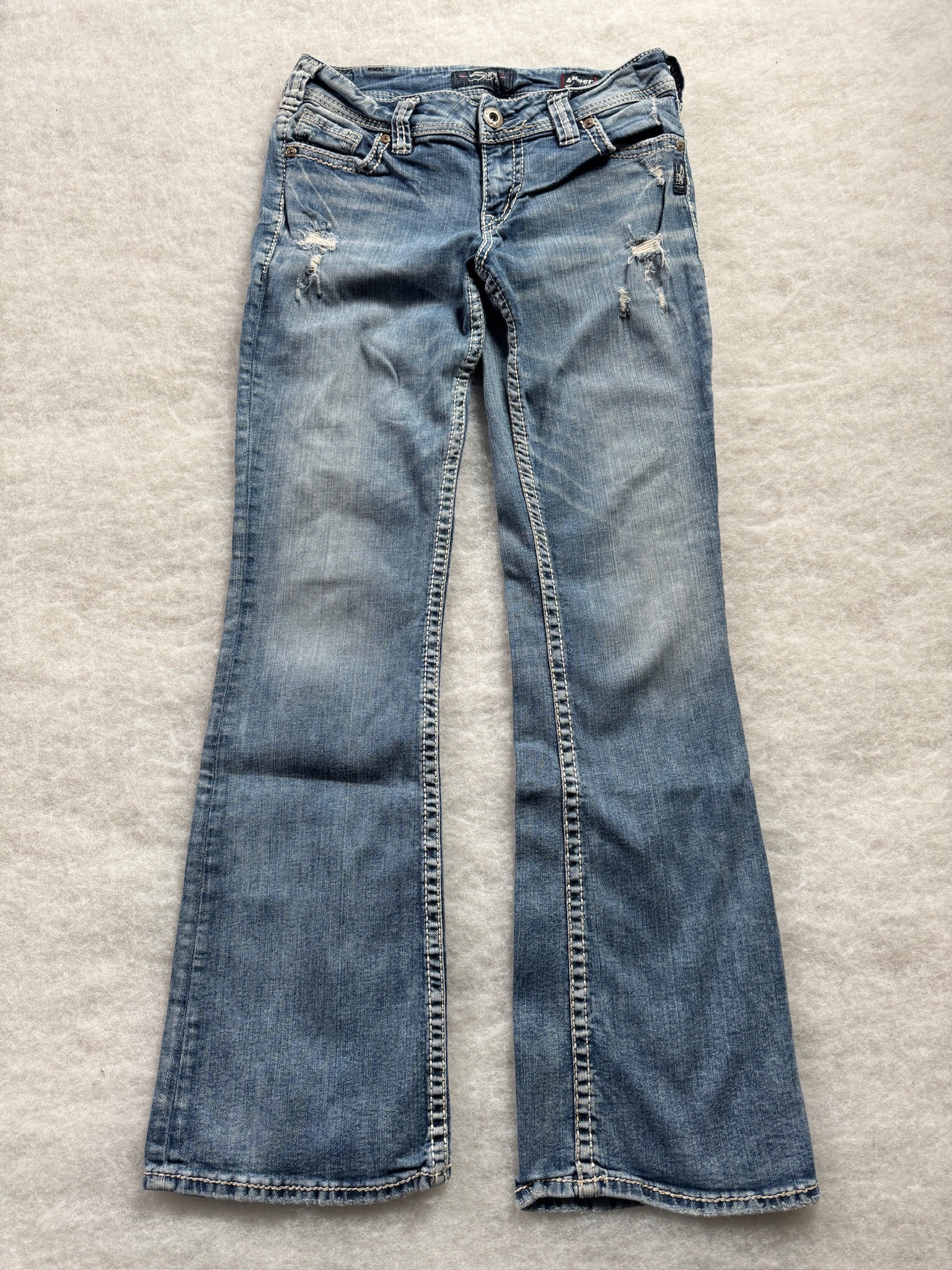 Silver Boot Cut Low Waist Jeans