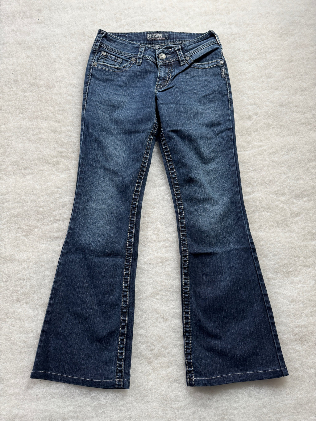 Silver Boot Cut Low Waist Jeans