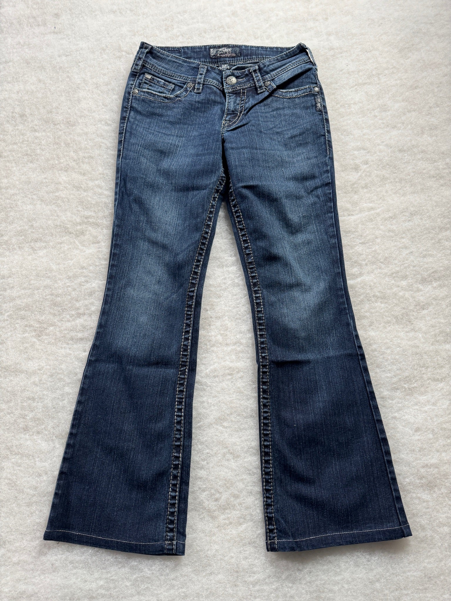 Silver Boot Cut Low Waist Jeans