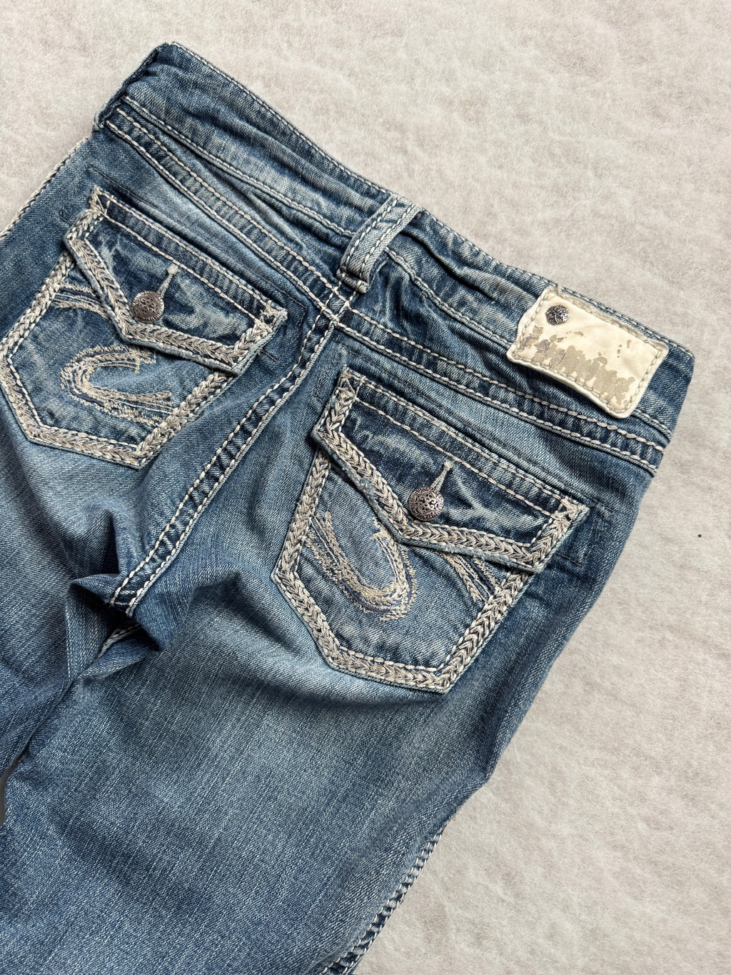 Silver Boot Cut Low Waist Jeans