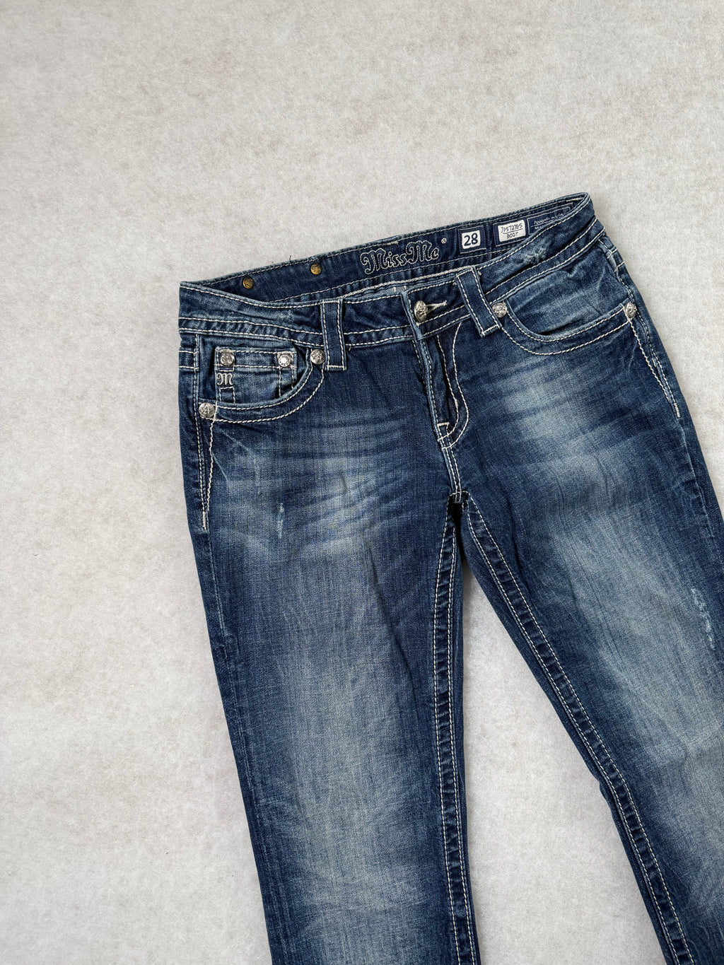Miss Me Boot Cut Low Waist Jeans 28
