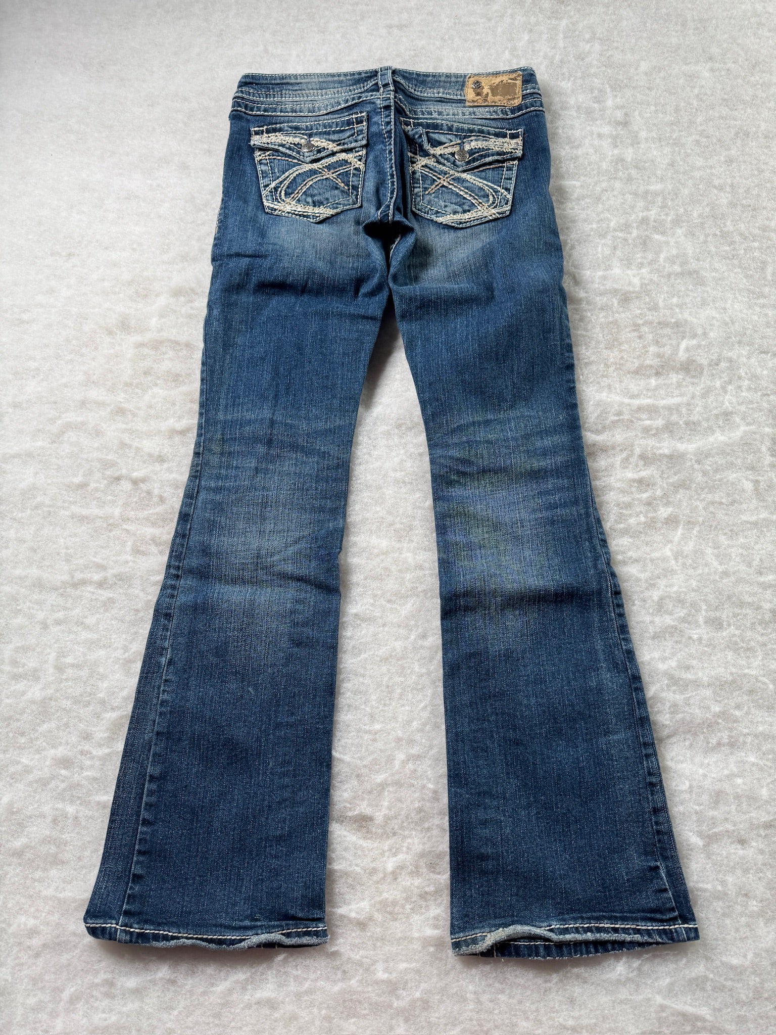 Silver Boot Cut Low Waist Jeans