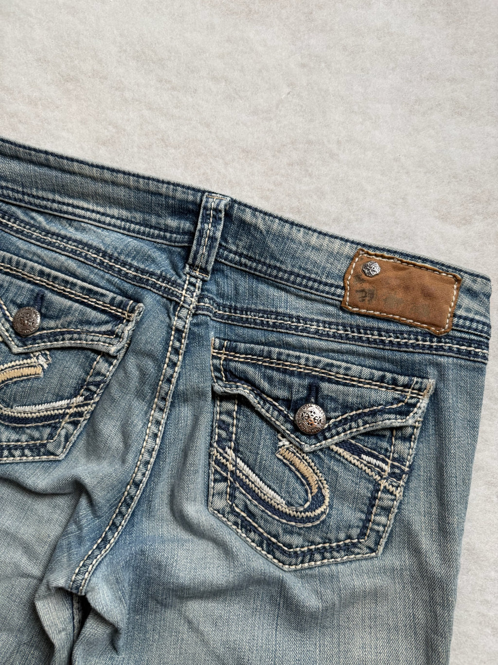 Silver Boot Cut Low Waist Jeans