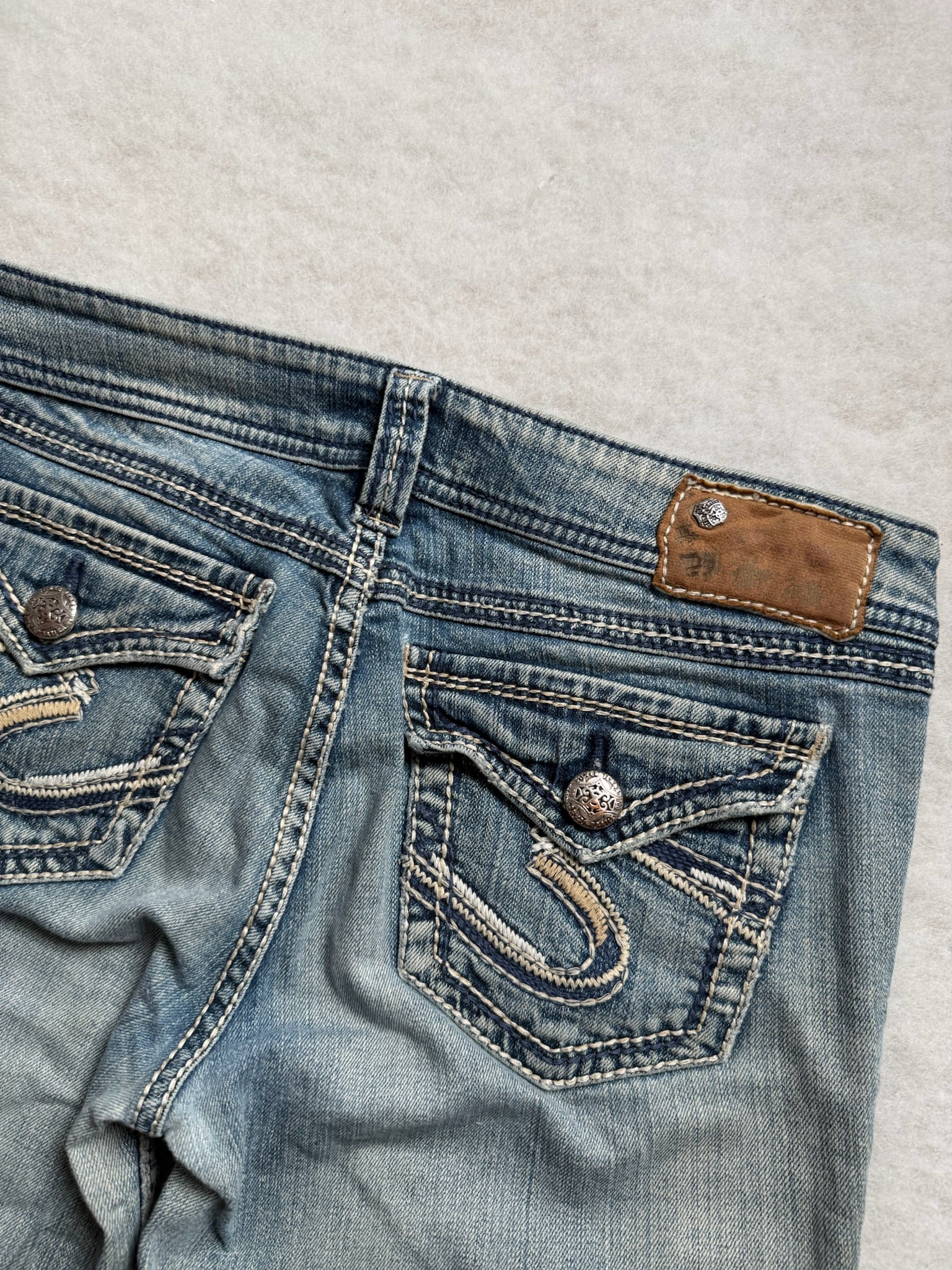 Silver Boot Cut Low Waist Jeans