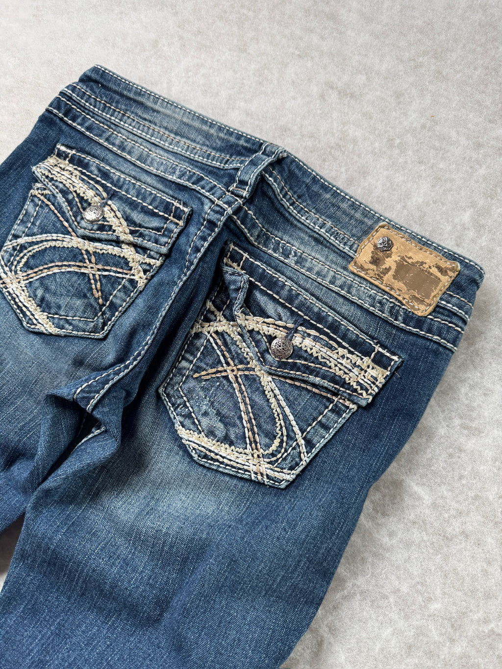 Silver Boot Cut Low Waist Jeans