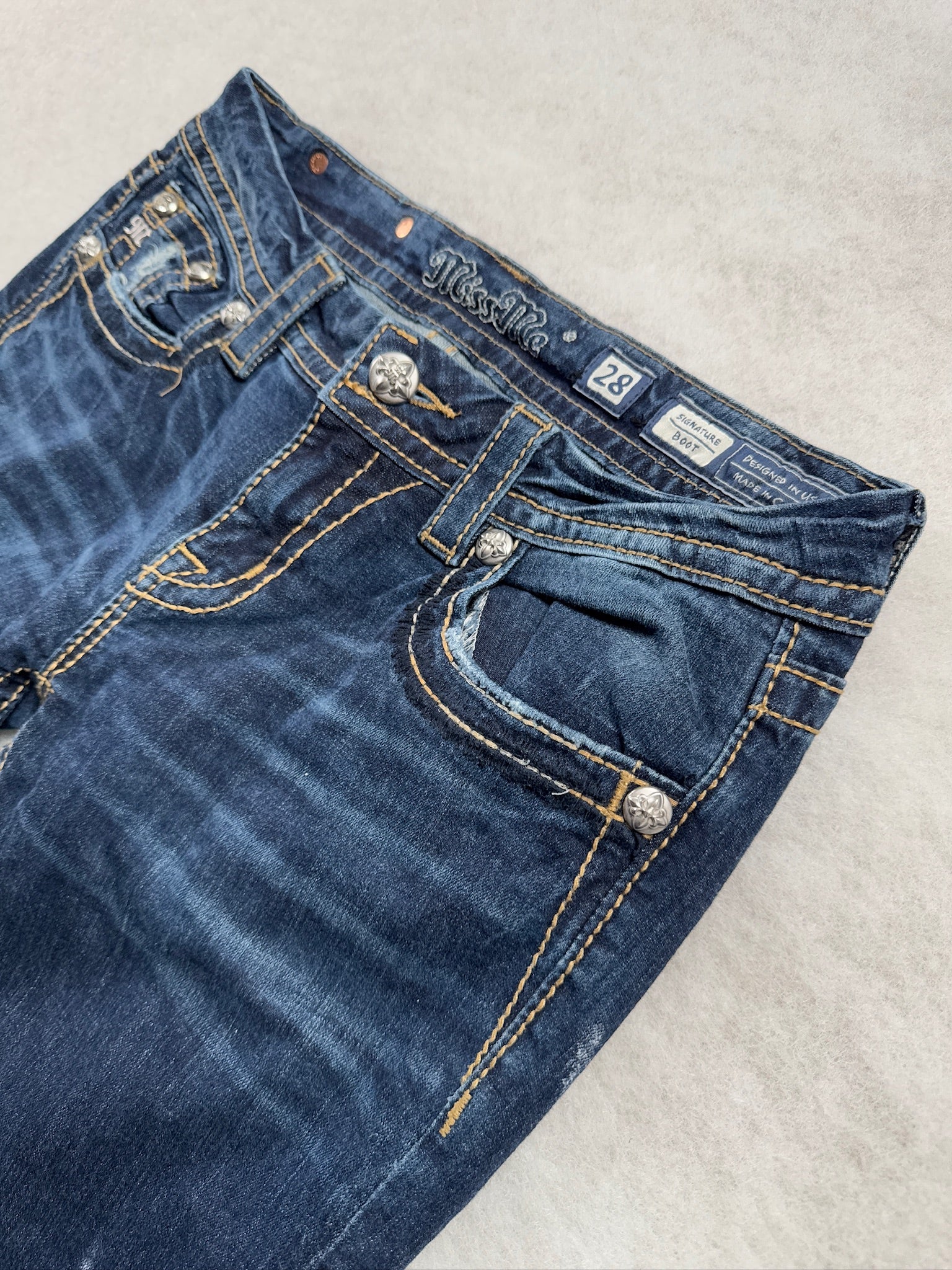 Miss Me Boot Cut Low Waist Jeans 28